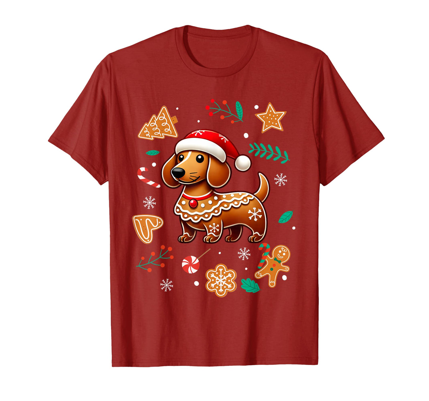 Gingerbread Weiner Dog Lover Dachshund Christmas Cookie T-Shirt
