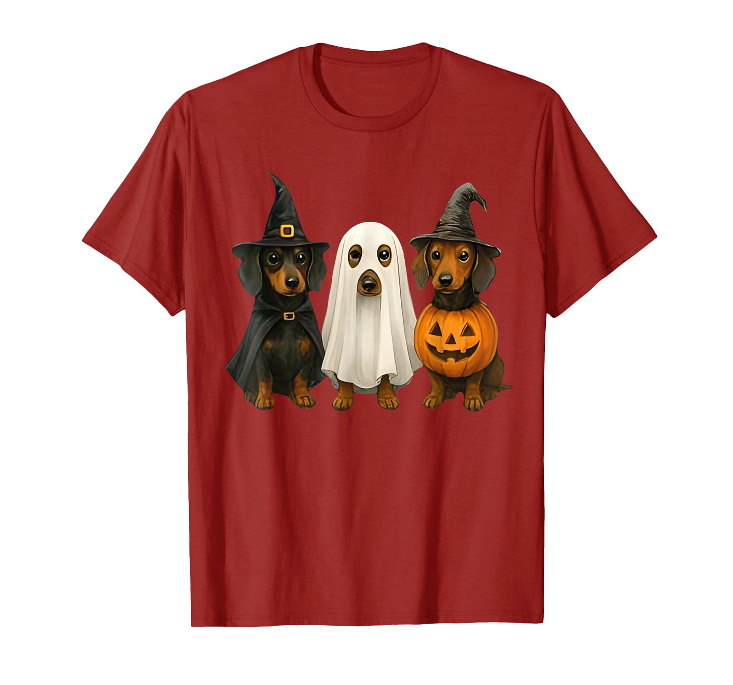 Dachshund Halloween Wiener Dog Pumpkin Weenie Witch Ghost T-Shirt