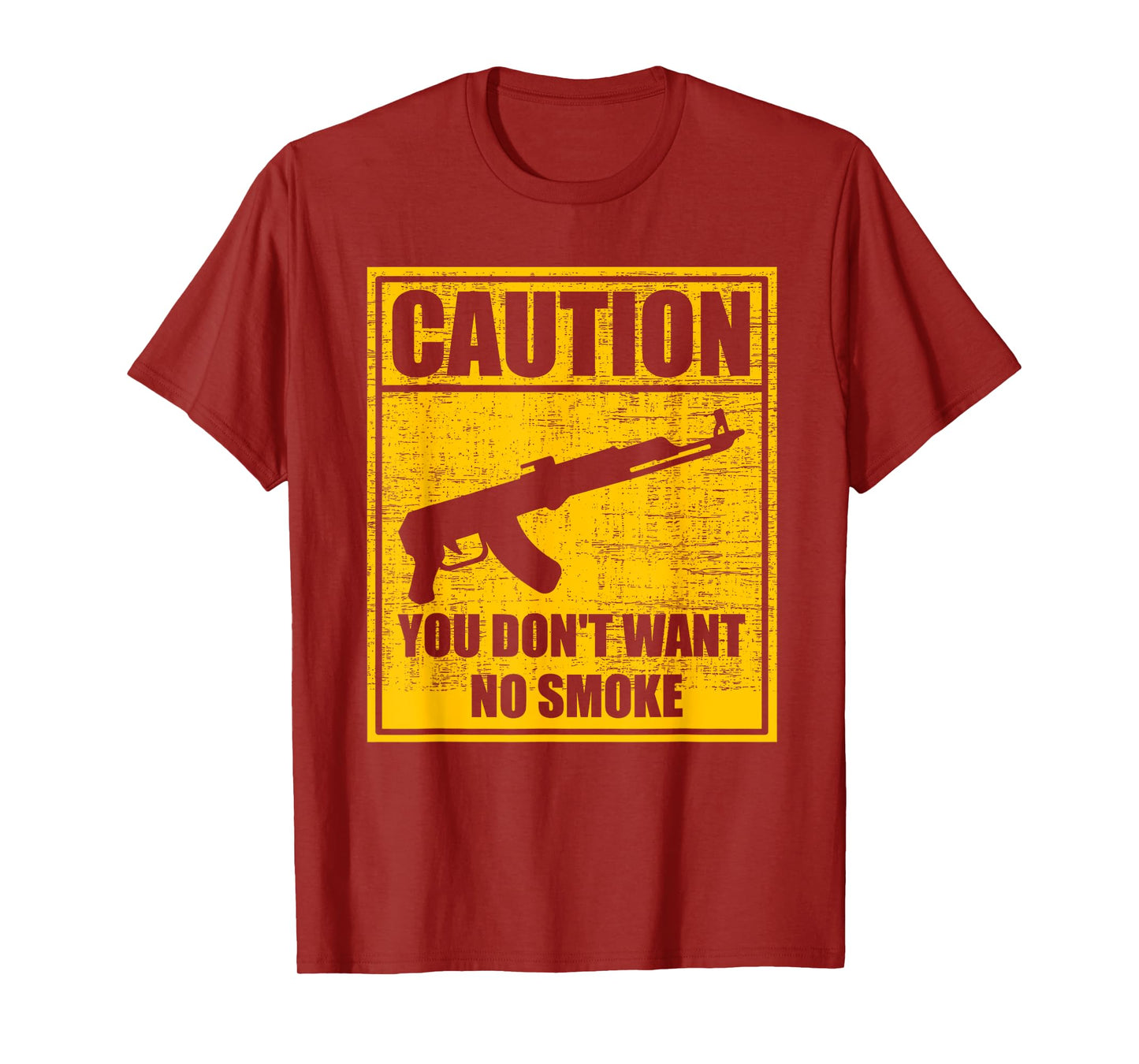 Caution You Don't Want No Smoke Mini Draco AK-47 Rifle Gun T-Shirt