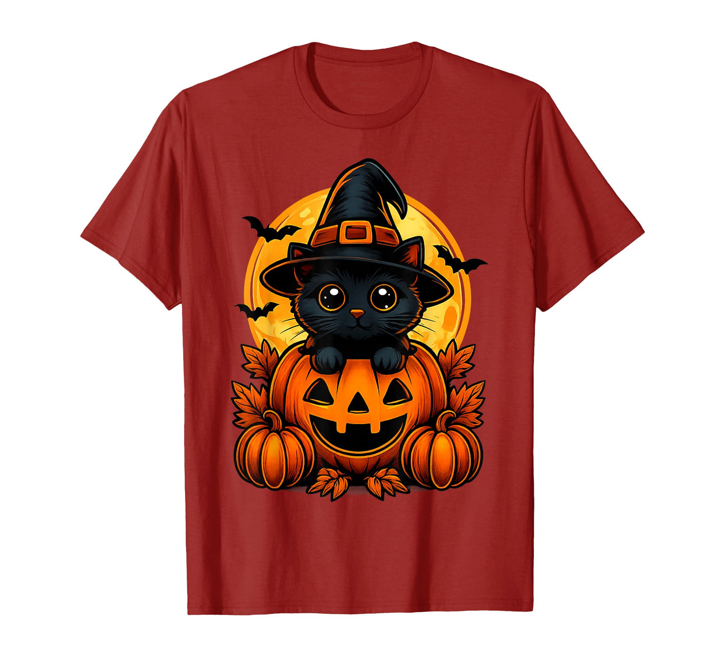 Cute Black Witch cat Pumpkin Halloween tee for pet Lovers T-Shirt