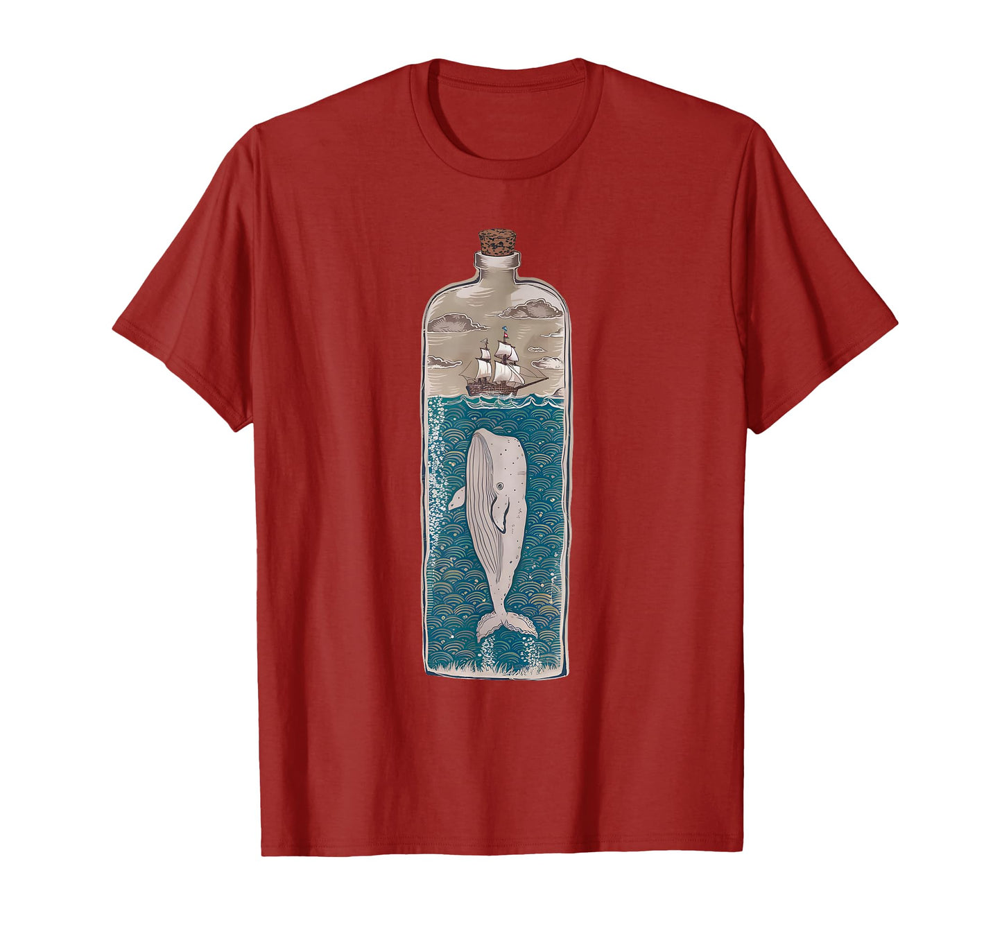 Whale in a Bottle Nautical Ship and Ocean Lovers Vintage T-Shirt