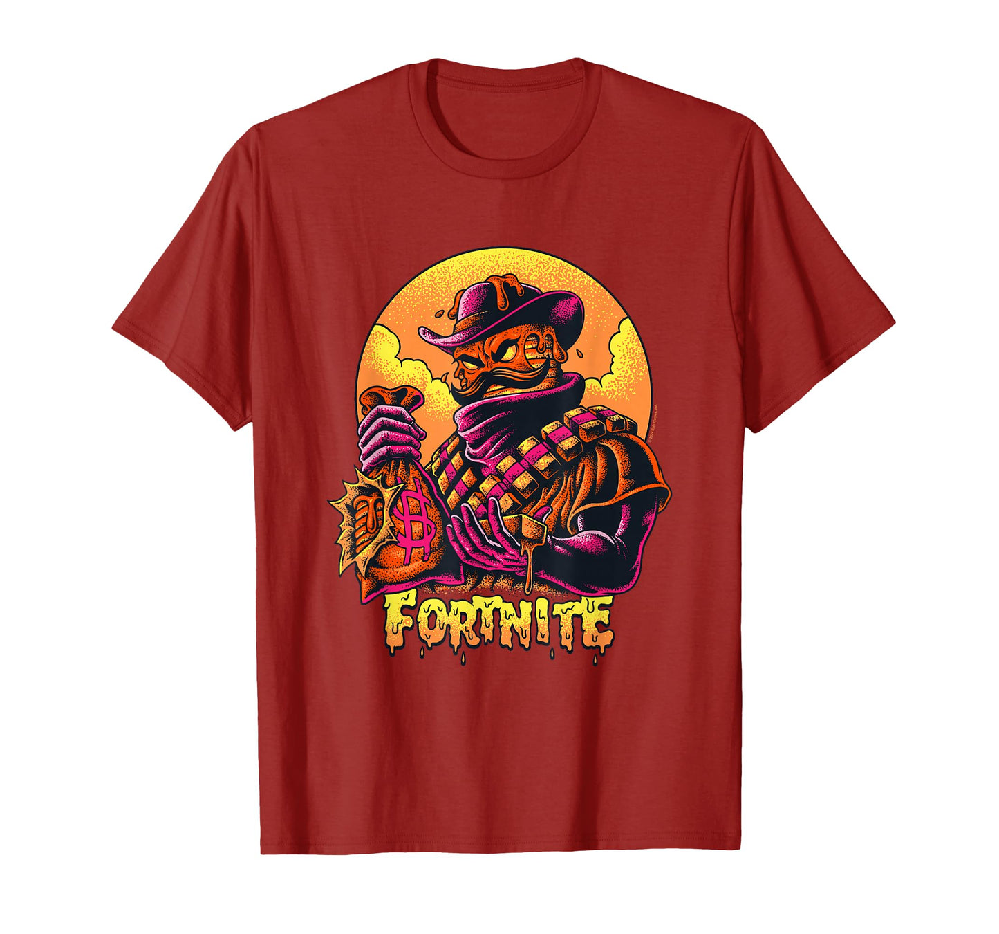 Fortnite Iconic Mancake Cowboy Distressed Big Chest Portrait T-Shirt