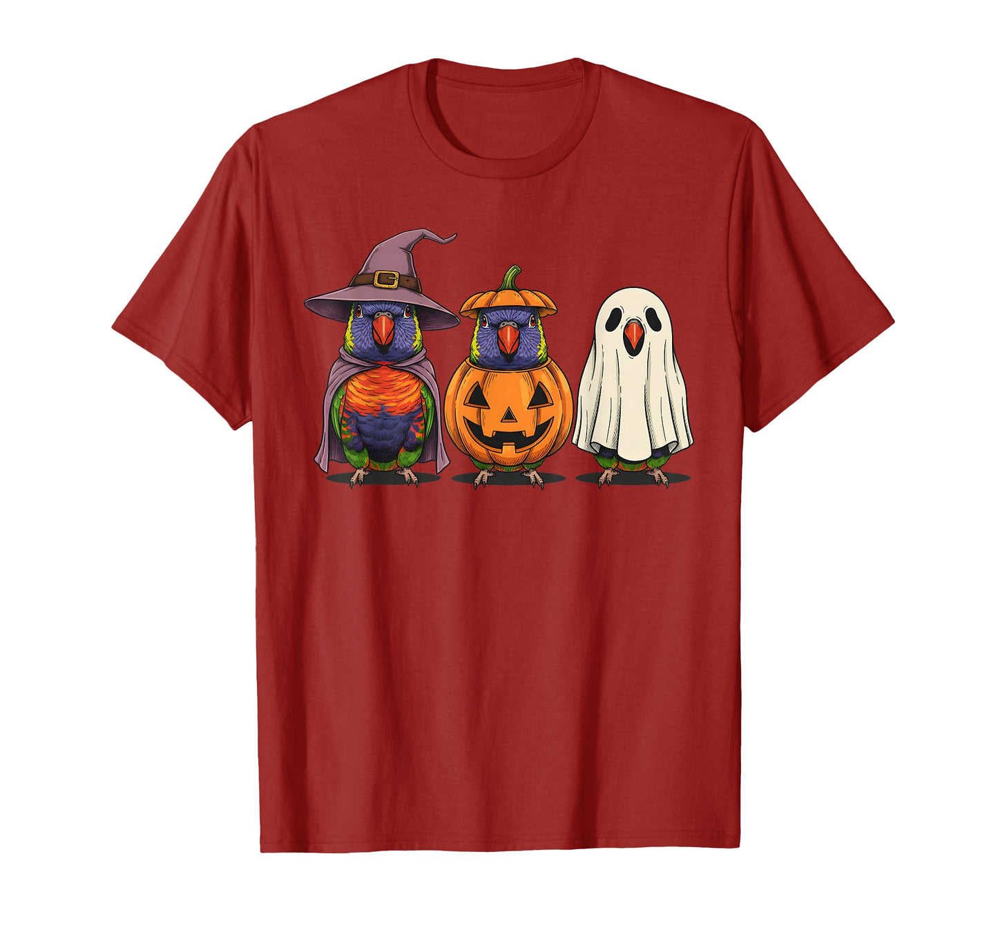 Spooky Ghost Lorikeet Parrot Lover Pumpkin Halloween T-Shirt