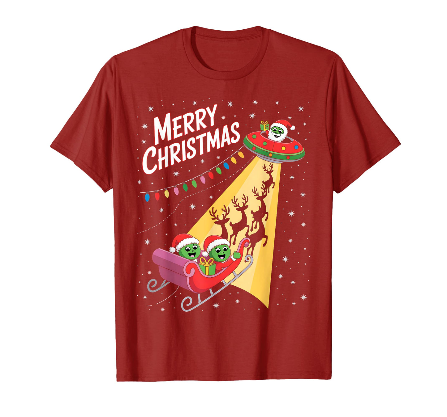 Funny Alien Trio Merry Ugly Christmas Santa Hat Gifts Xmas T-Shirt