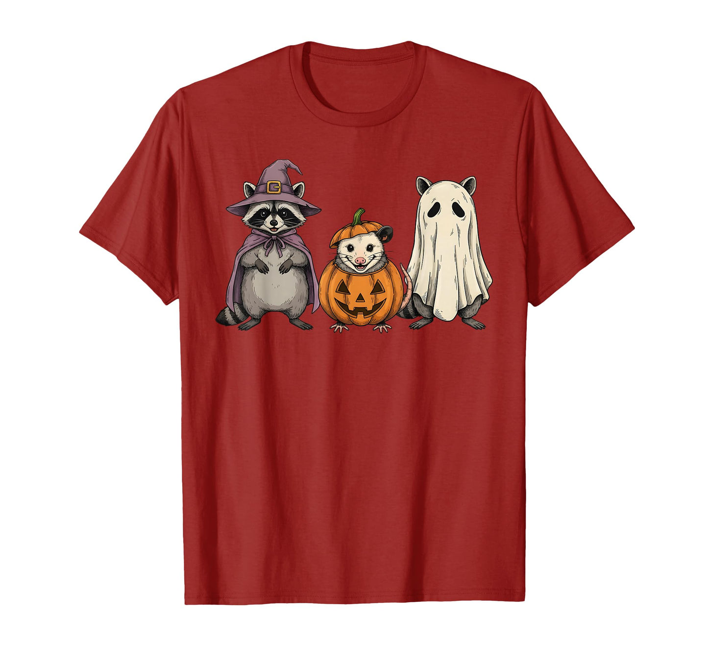 Spooky Ghost Opossum Raccoon Rat Pumpkin Halloween T-Shirt
