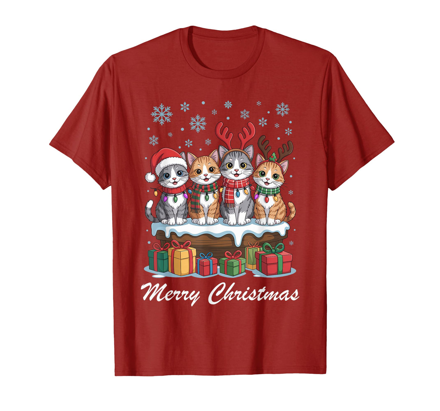 Cat Merry Christmas Cute Pet Lovers Funny Holiday Pajama T-Shirt