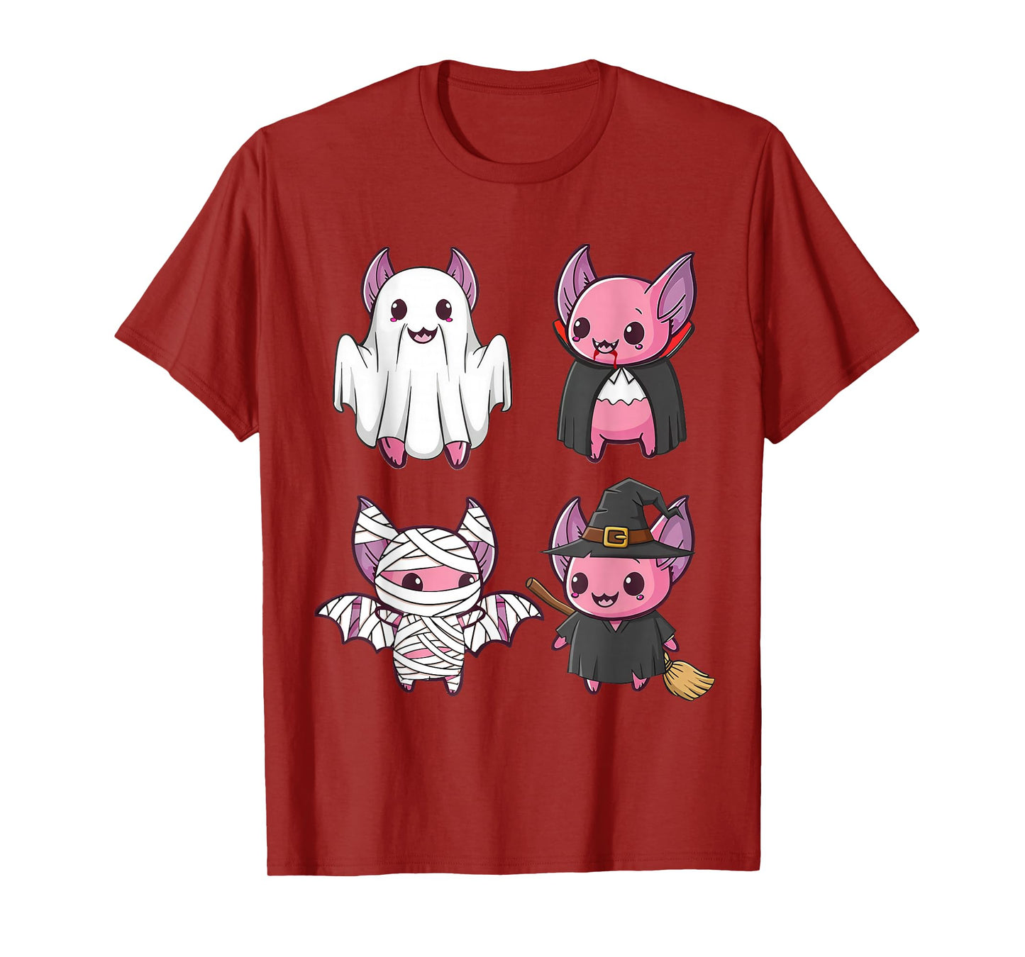 Funny Kawaii Pink Bats Halloween Costume Ghost Witch Mummy T-Shirt