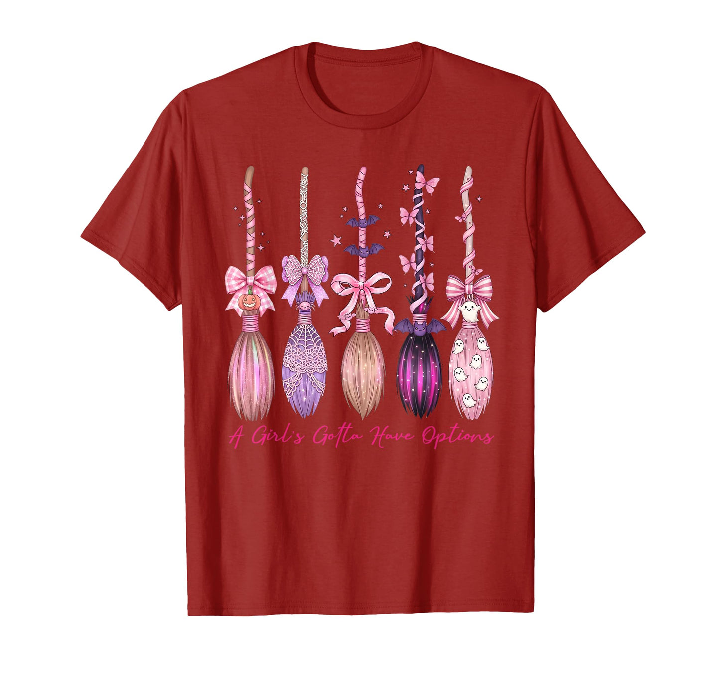 Cute Preppy Halloween A Girls Gotta Have Options Witch Broom T-Shirt