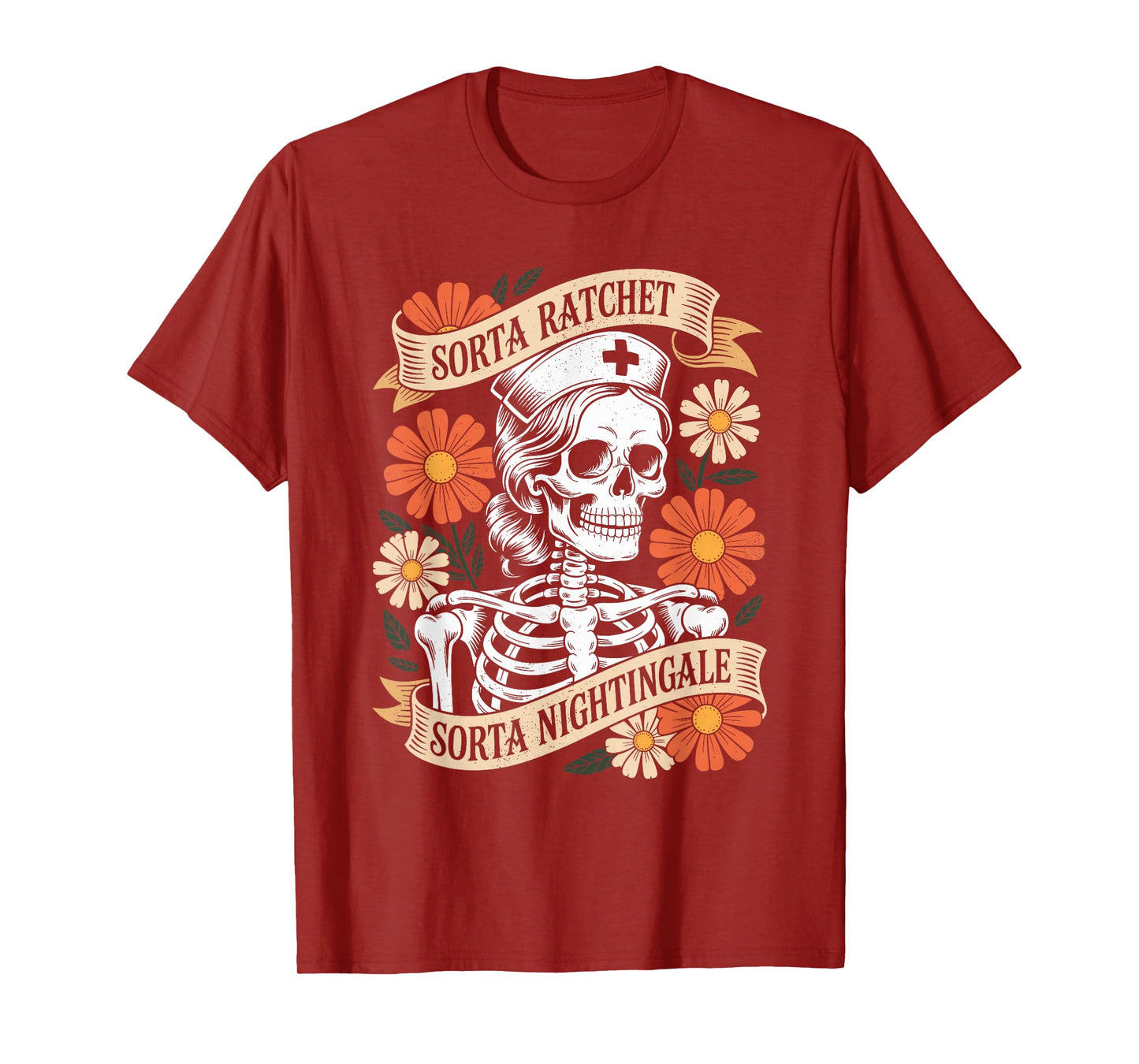 Nurse Sorta Ratchet Sorta Nightingale Skeleton Halloween T-Shirt