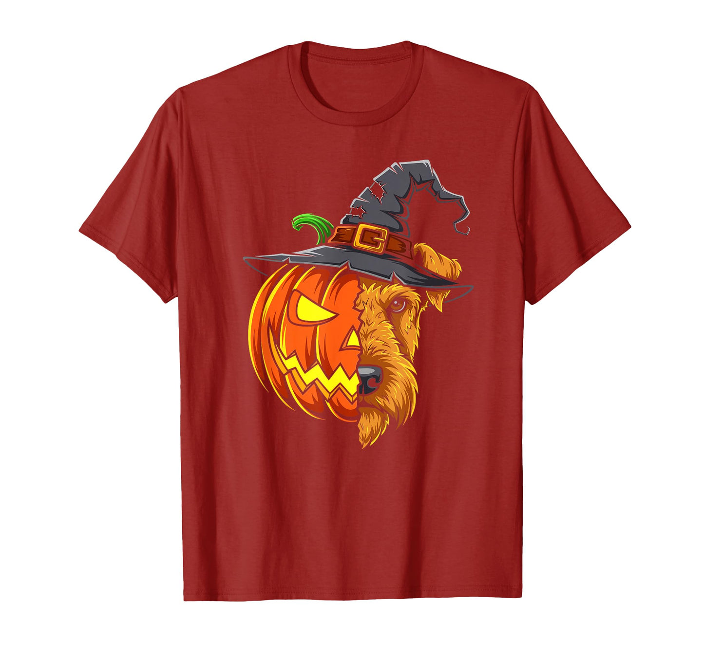 Airedale Terrier Pumpkin Jack O Lantern Halloween Men Womens T-Shirt