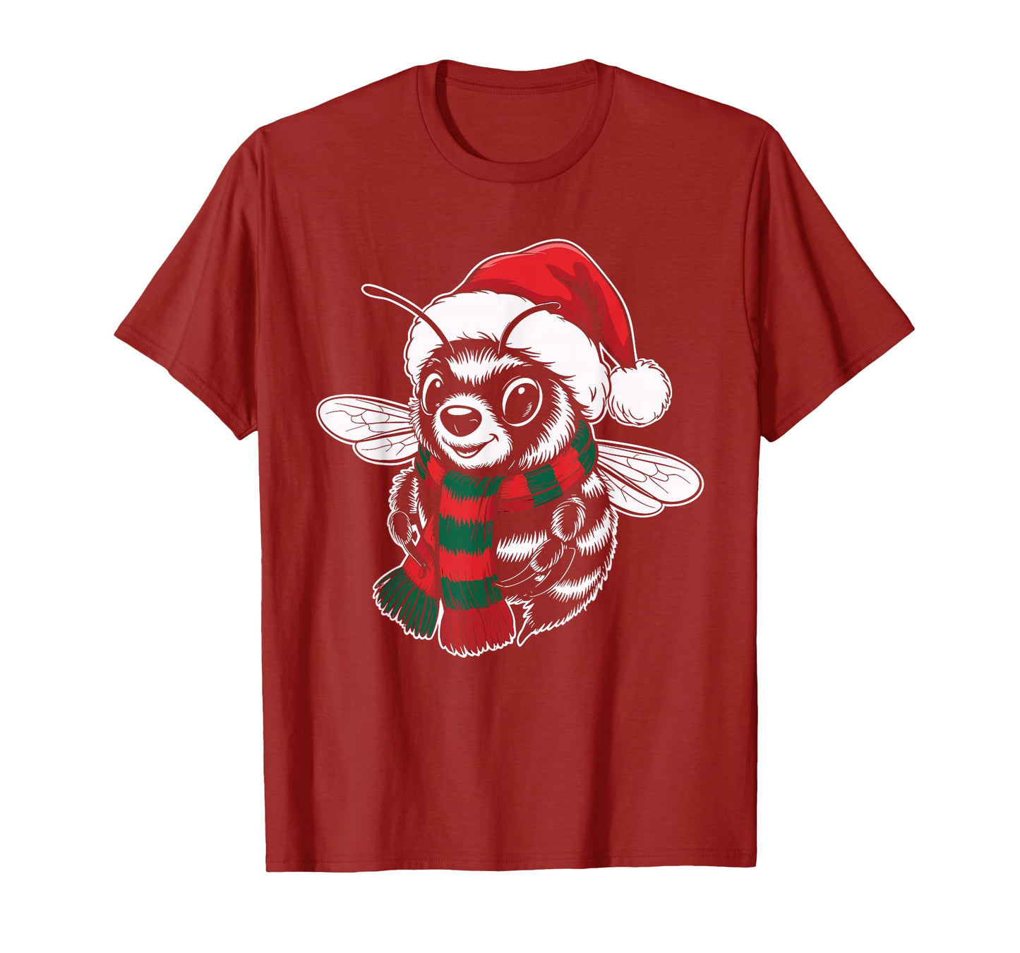 Bee Xmas Santa Hat Scarf Christmas Costume T-Shirt