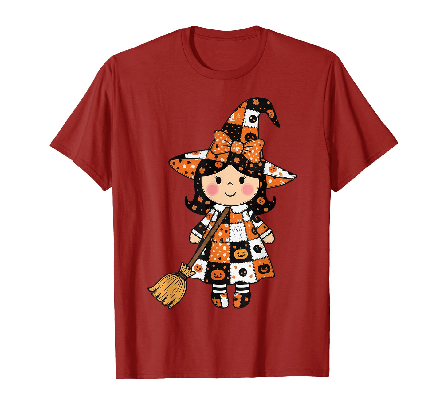 Adorable Halloween Patchwork Witch T-Shirt