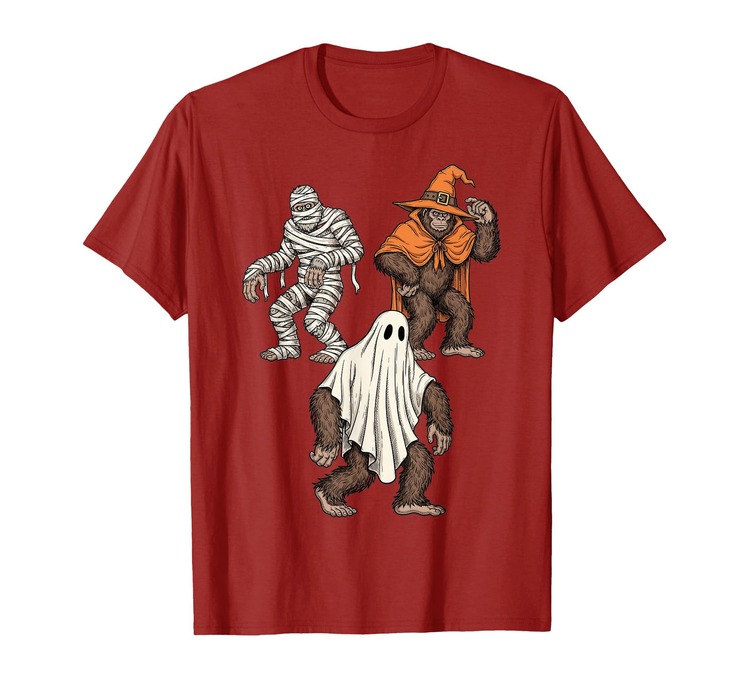 Halloween Bigfoot Mummy Ghost Witch Costume Art T-Shirt