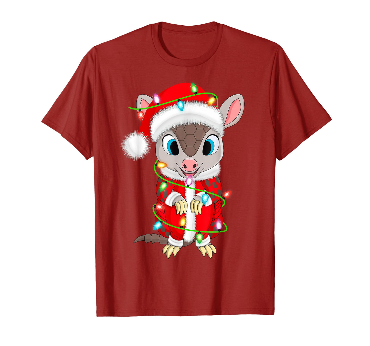 Armadillo Christmas Lights Santa Costume Cute Animal Xmas T-Shirt
