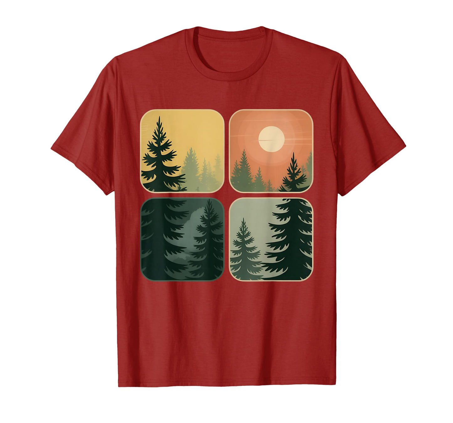 Retro Forest Trees Wildlife Nature Vintage Forest T-Shirt
