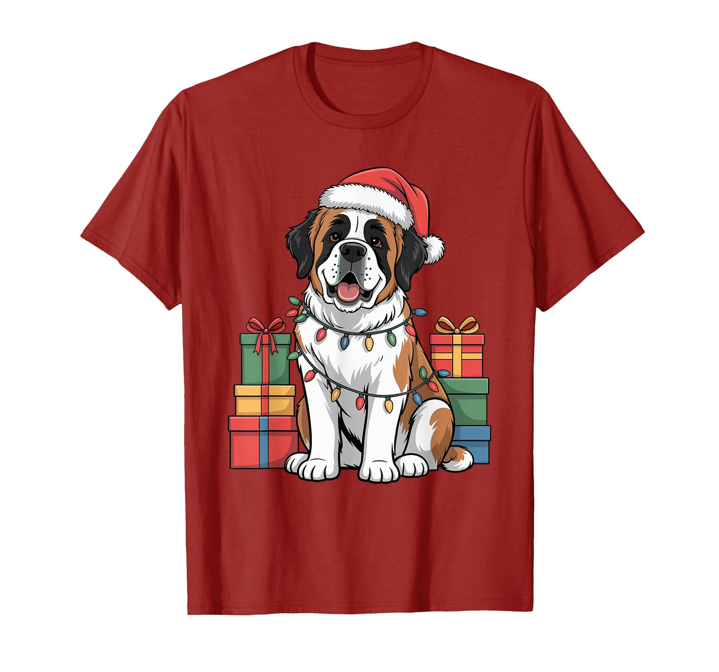 Cute Saint Bernard Christmas Design Funny Dog Lover Holiday T-Shirt
