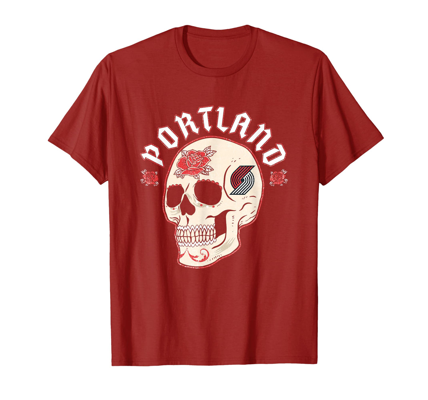 NBA Portland Trail Blazers Halloween Floral Skull T-Shirt