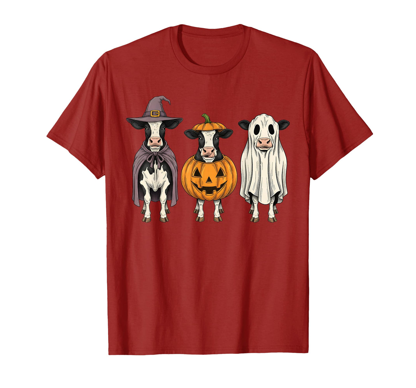 Spooky Ghost Cow Pumpkin Halloween Farm Animal T-Shirt
