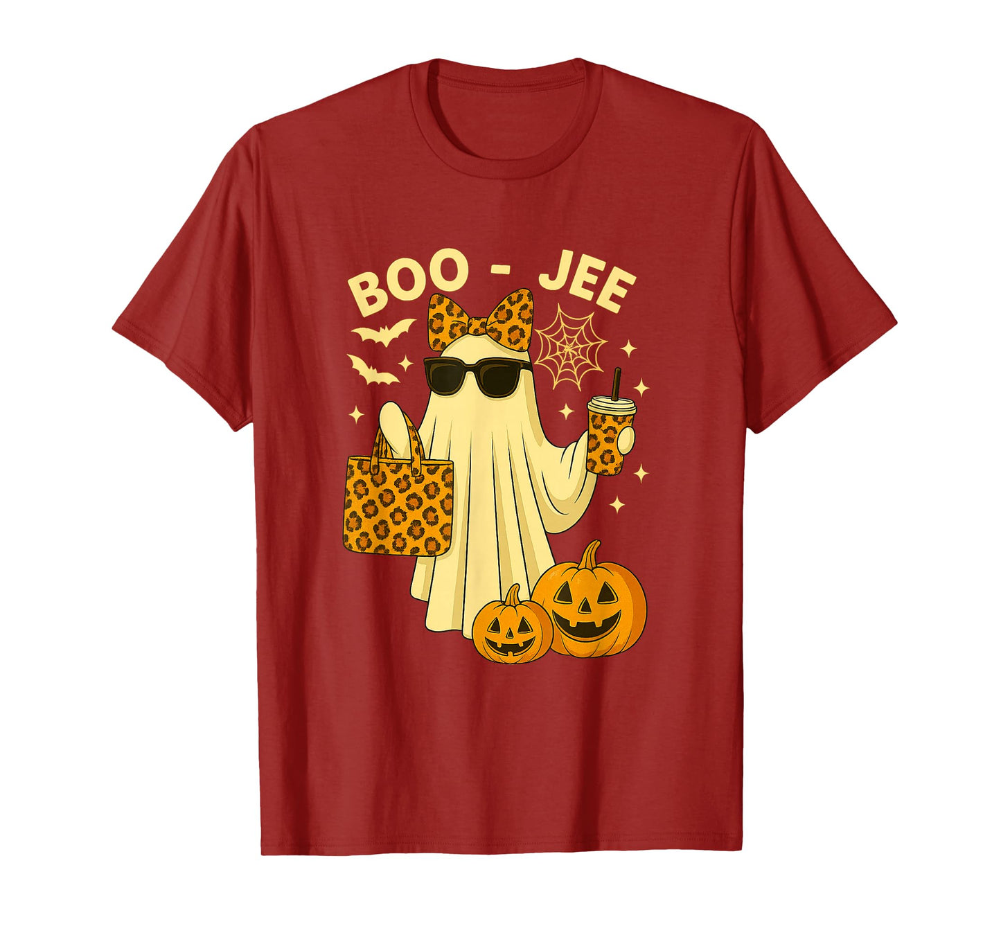Coquette Leopard Ghost Coffee Boo-JEE Halloween Boujee Ghost T-Shirt
