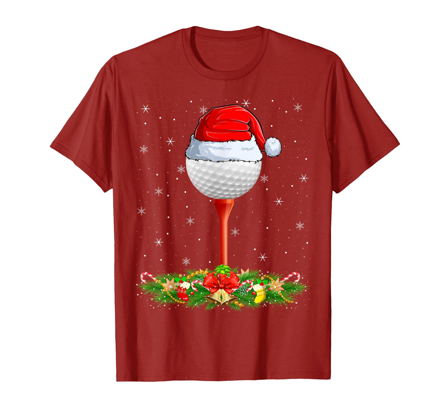 Golfer Golfing Christmas Pajamas Santa Hat Golf Ball Xmas T-Shirt