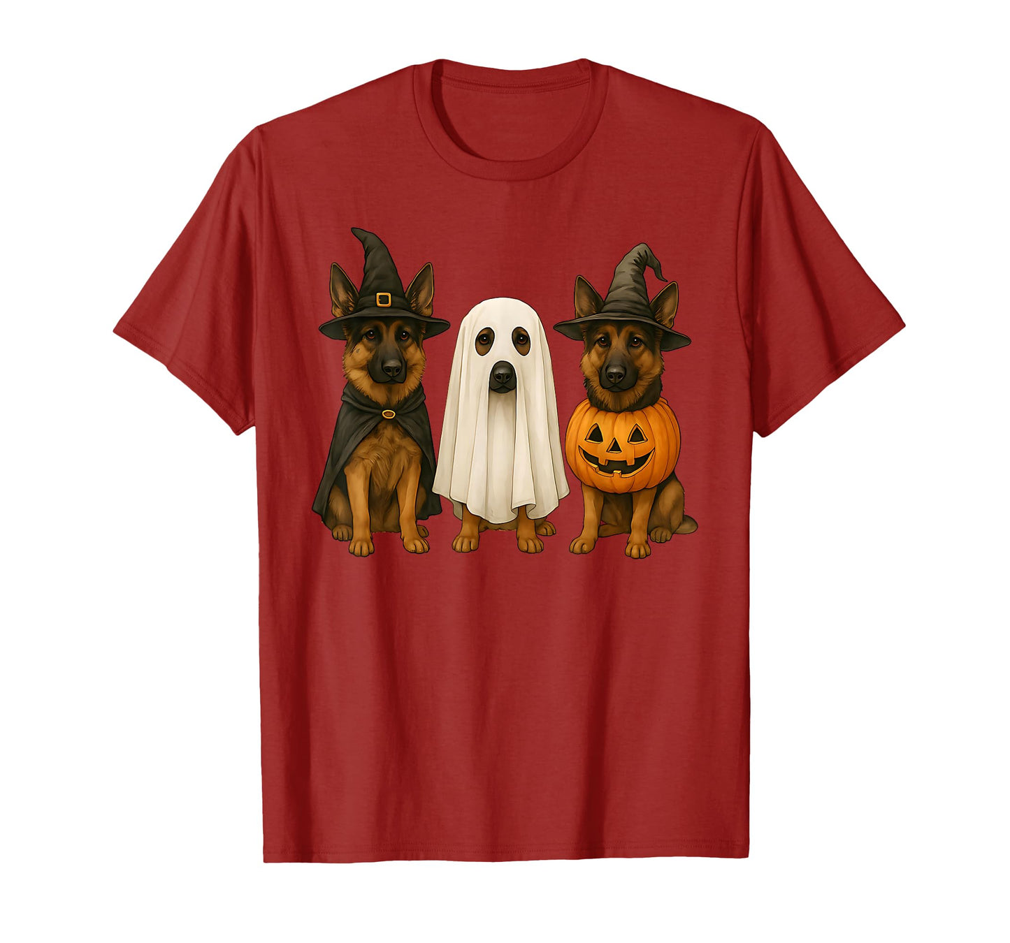 German Shepherd Halloween Dog Witch Ghost Pumpkin T-Shirt