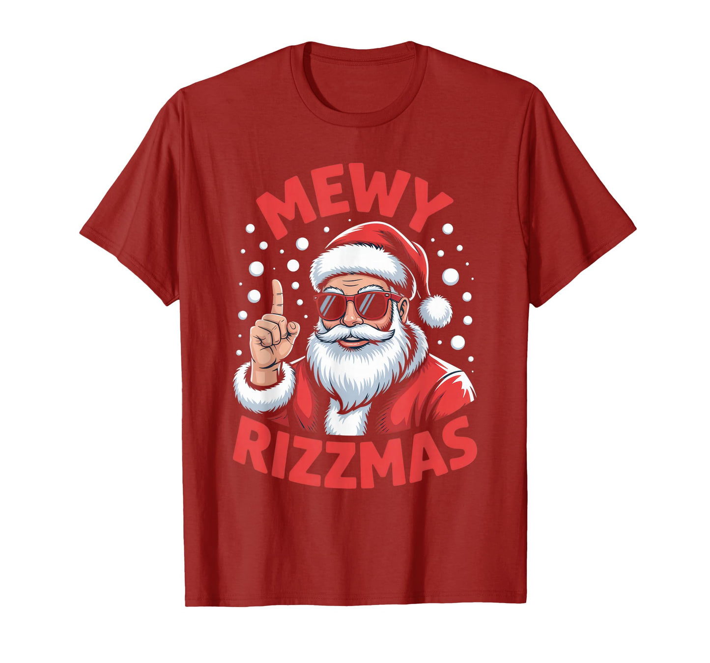 Mewy Rizzmas Santa Lovers Funny Christmas Holiday Tee T-Shirt