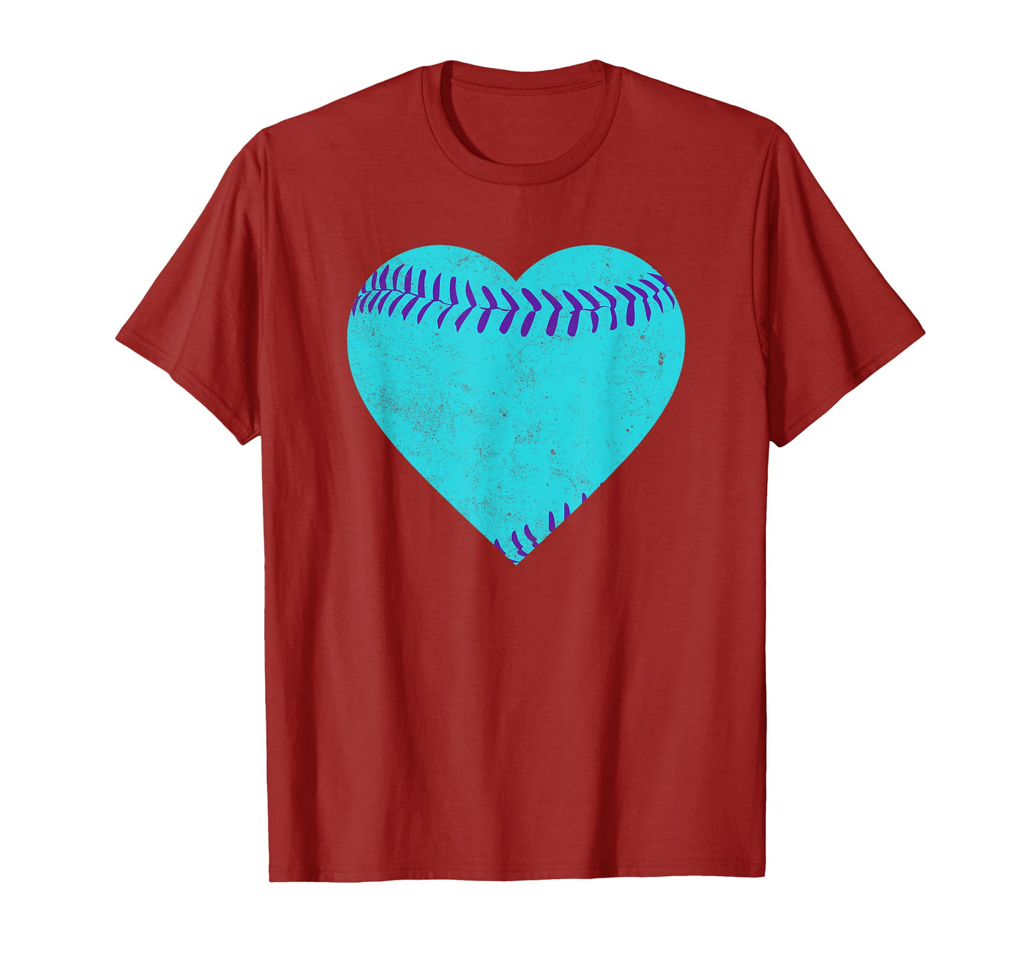 Vintage Teal and Purple Baseball Heart T-Shirt