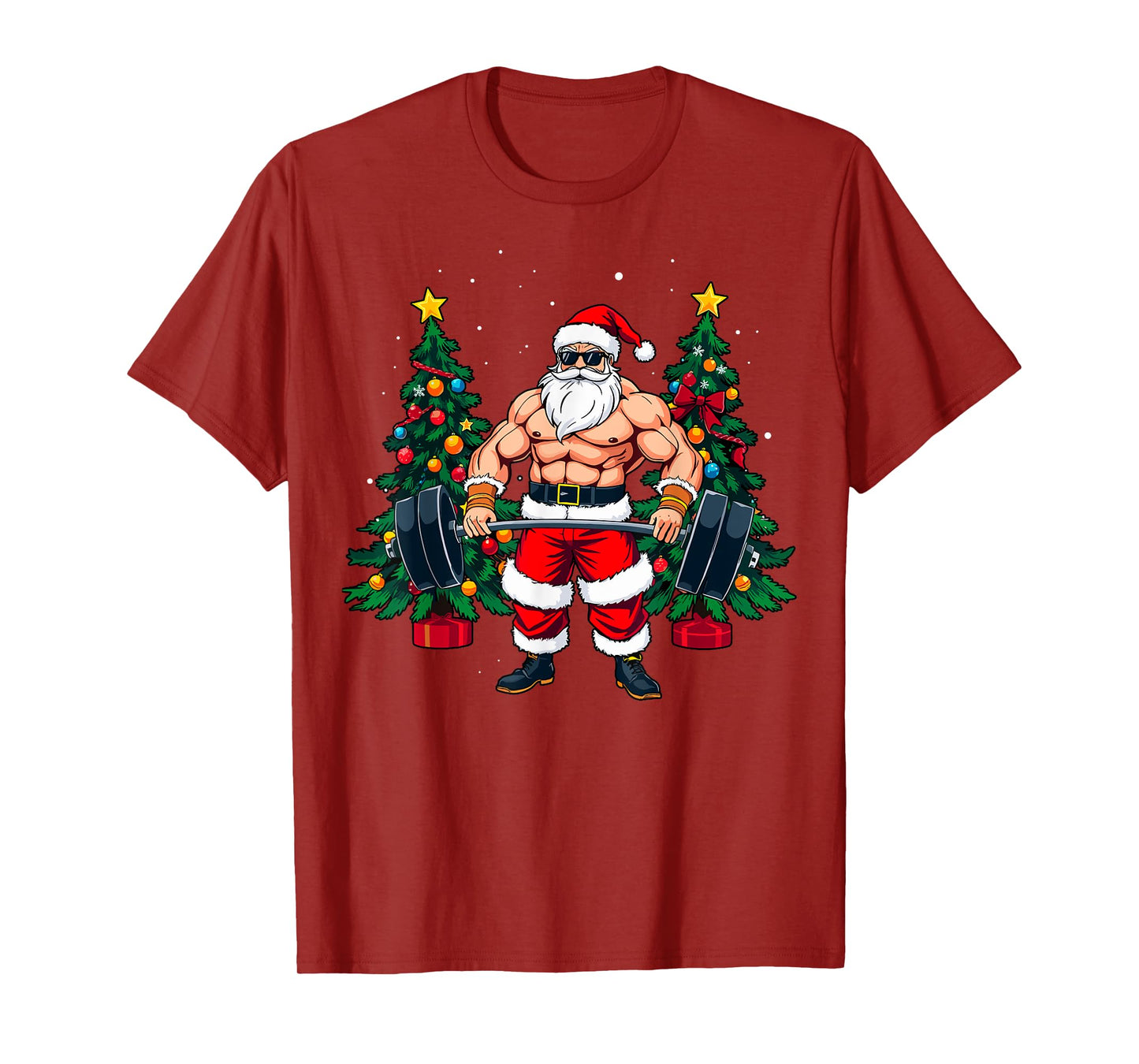 Muscle Santa Weightlifter Christmas Powerlifting Xmas Gym T-Shirt