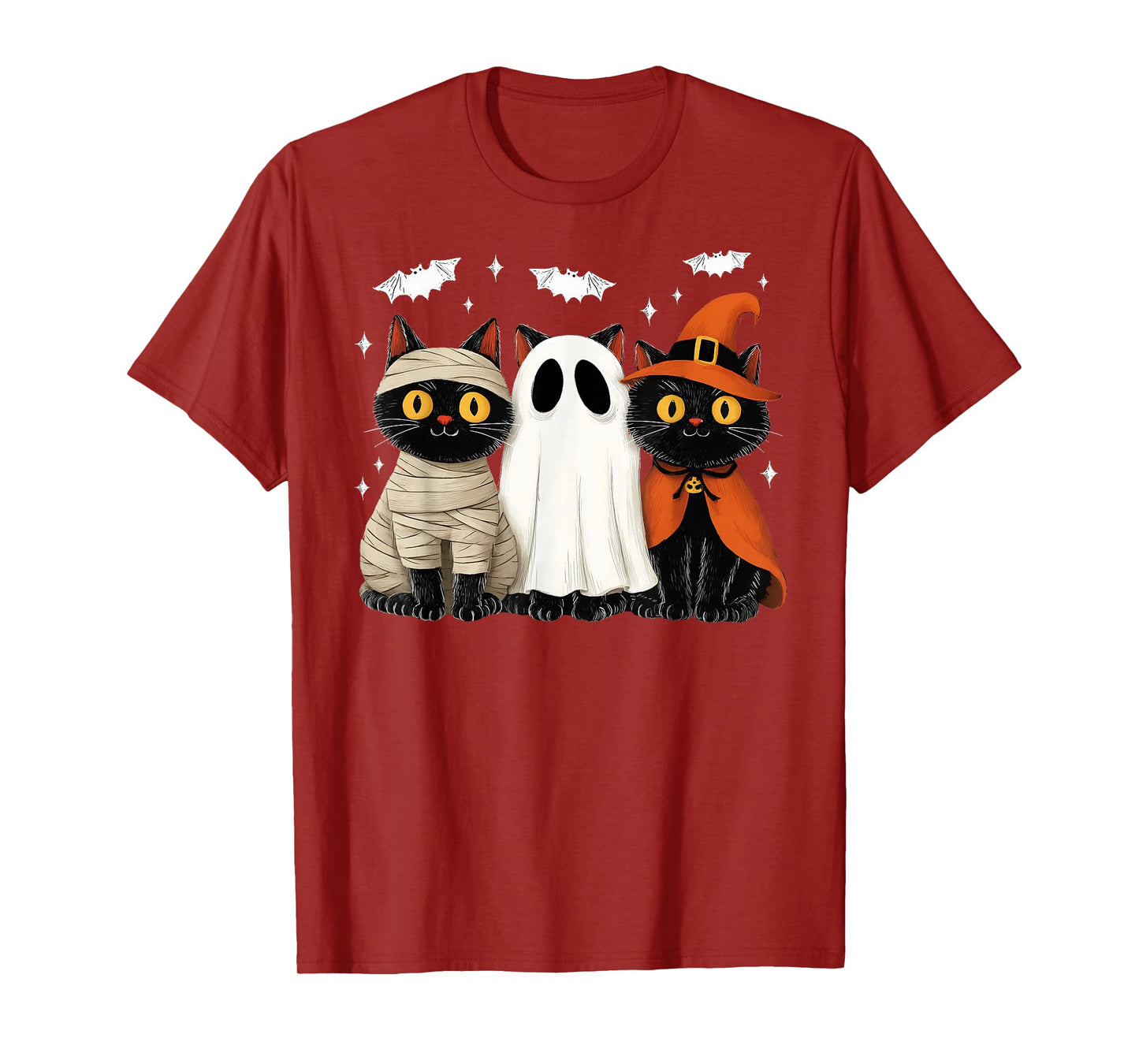 Vintage Black Cats Halloween Pumpkin Mummy Witch Ghost Cat T-Shirt