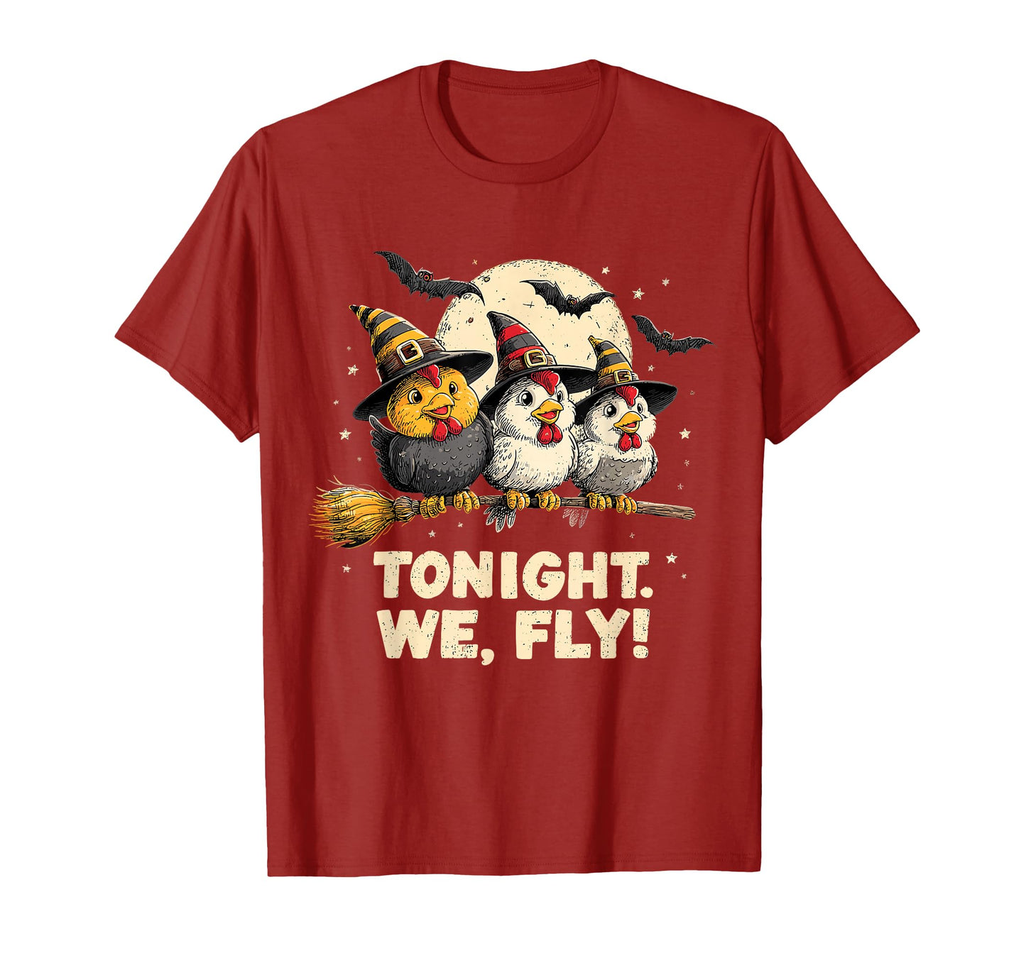 Tonight We Fly Funny Witchy Chickens Spooky Farm Halloween T-Shirt
