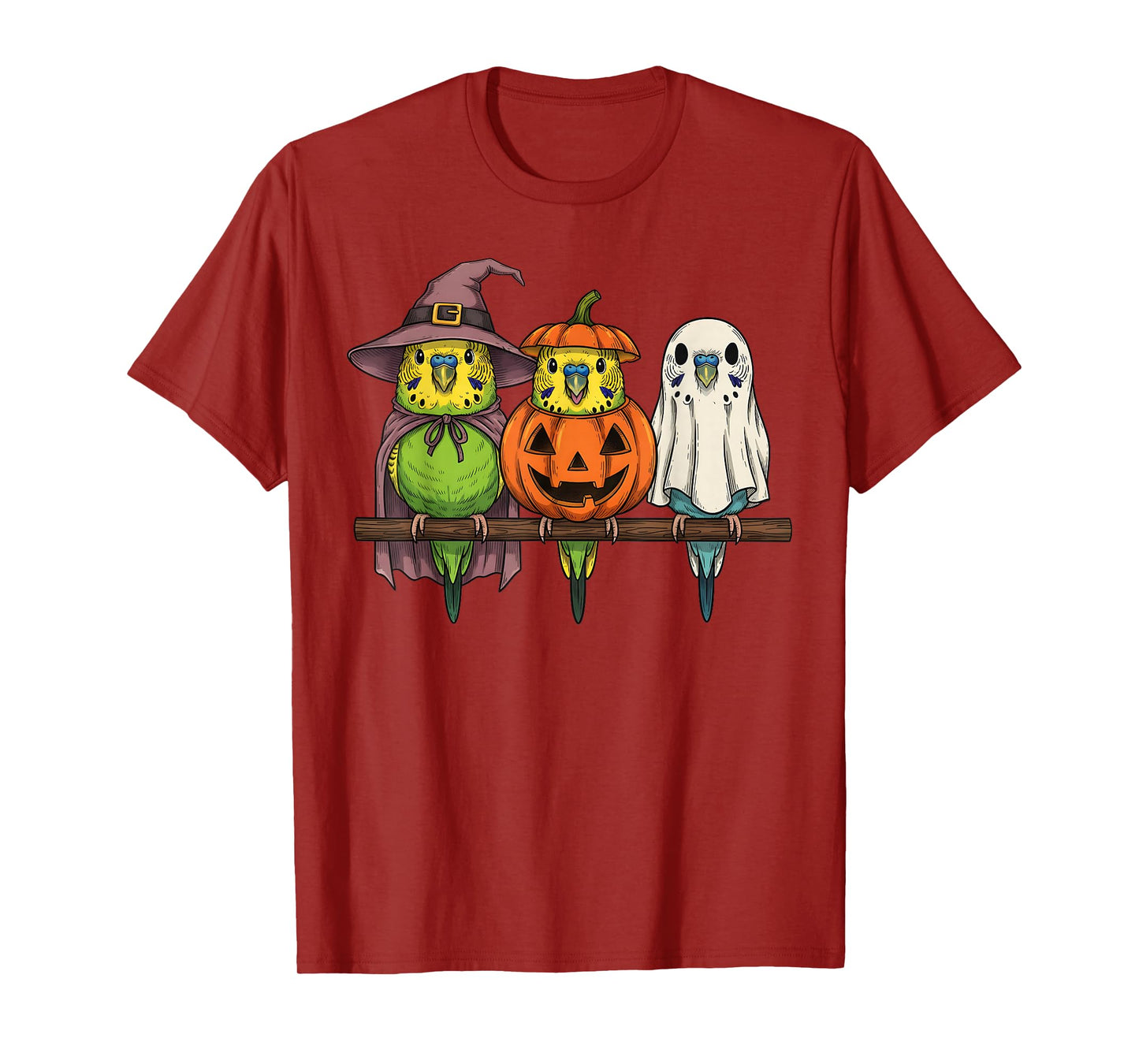 Spooky Ghost Budgerigar Lover Pumpkin Halloween T-Shirt