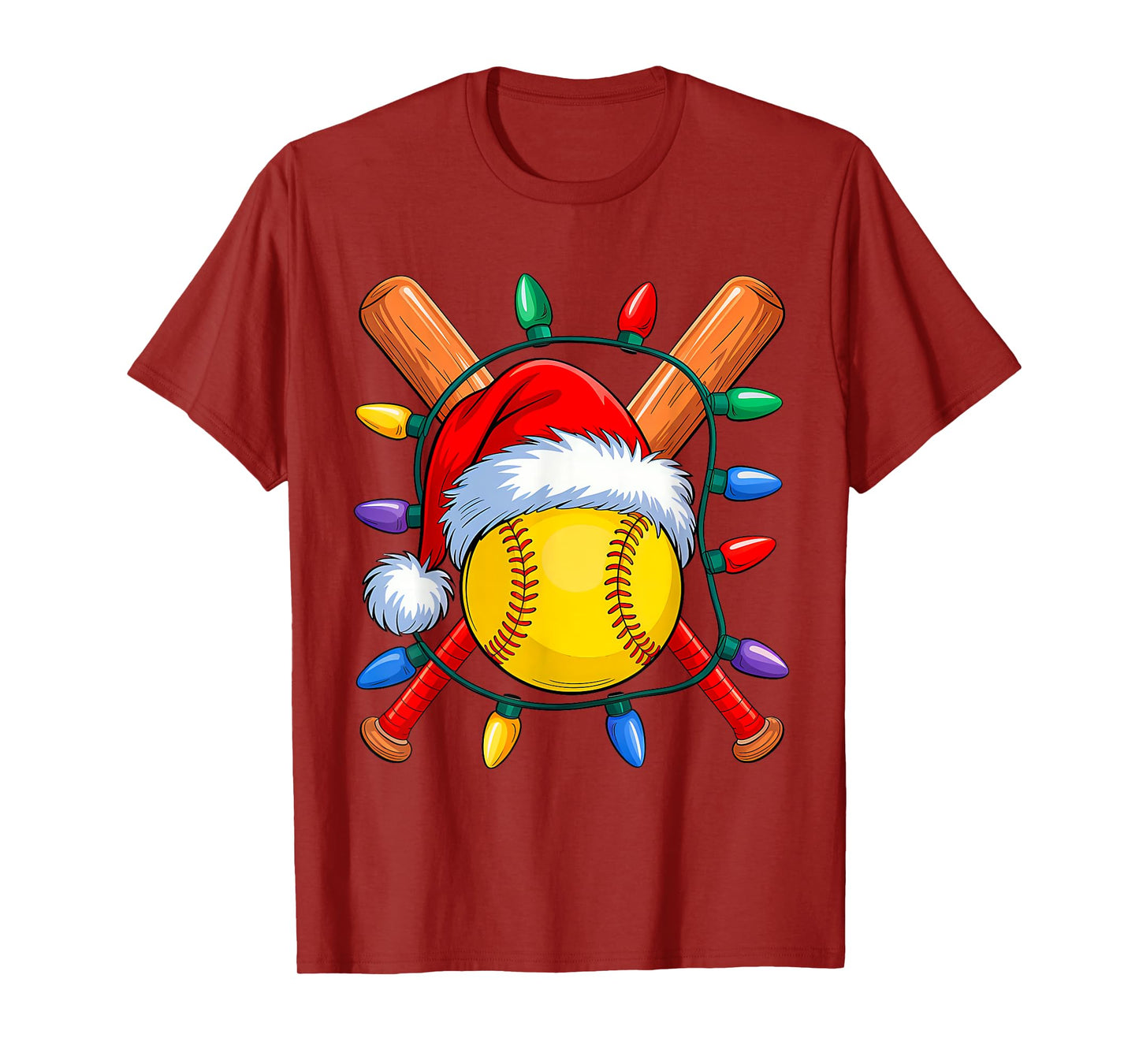 Christmas Softball Xmas Santa Sports Hat Mens Womens Kids T-Shirt