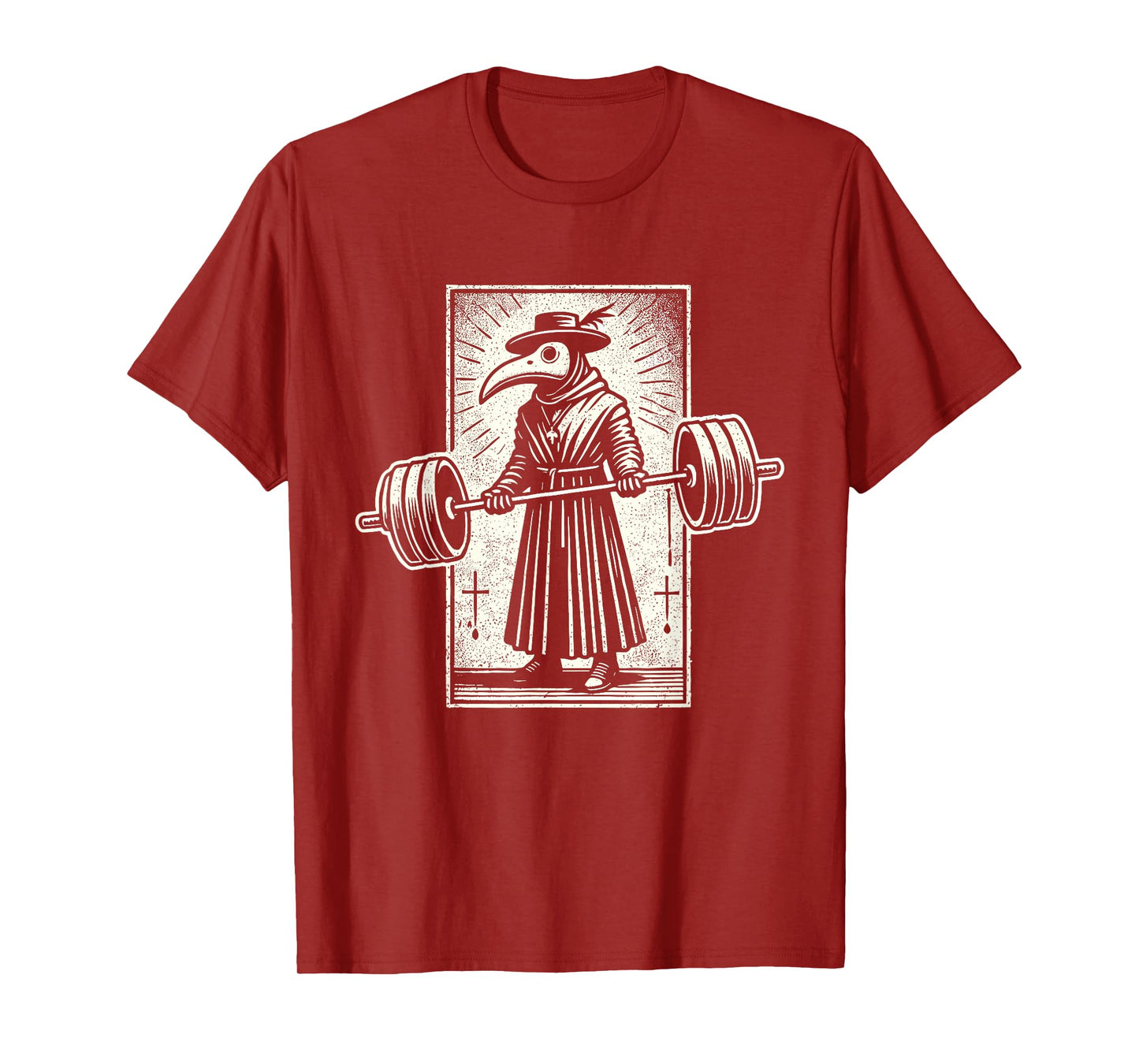 Plague Doctor Weightlifting Funny Retro Vintage Gym Workout T-Shirt