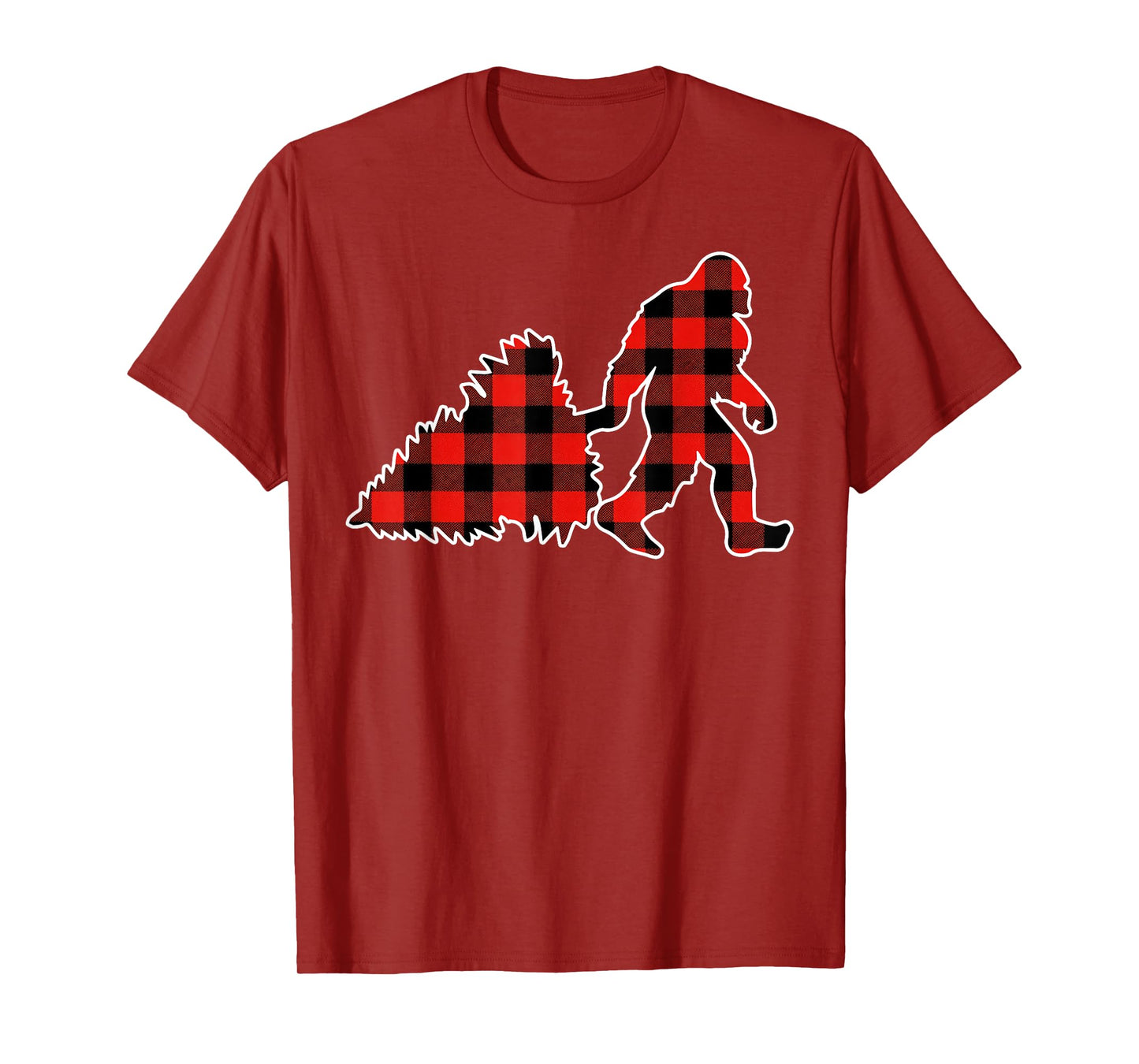 Red Buffalo Plaid Pajama Bigfoot Christmas T-Shirt