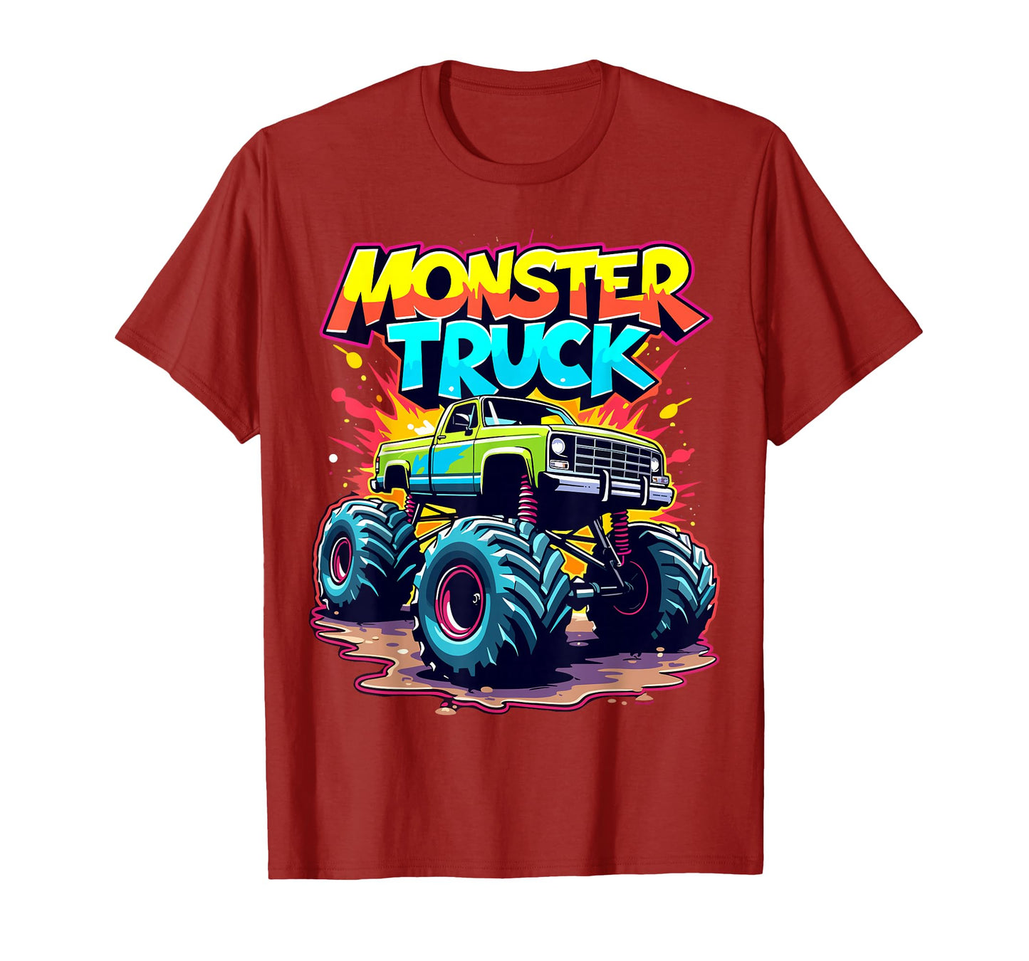 Monster Truck Birthday Party Colorful Monster Trucks T-Shirt