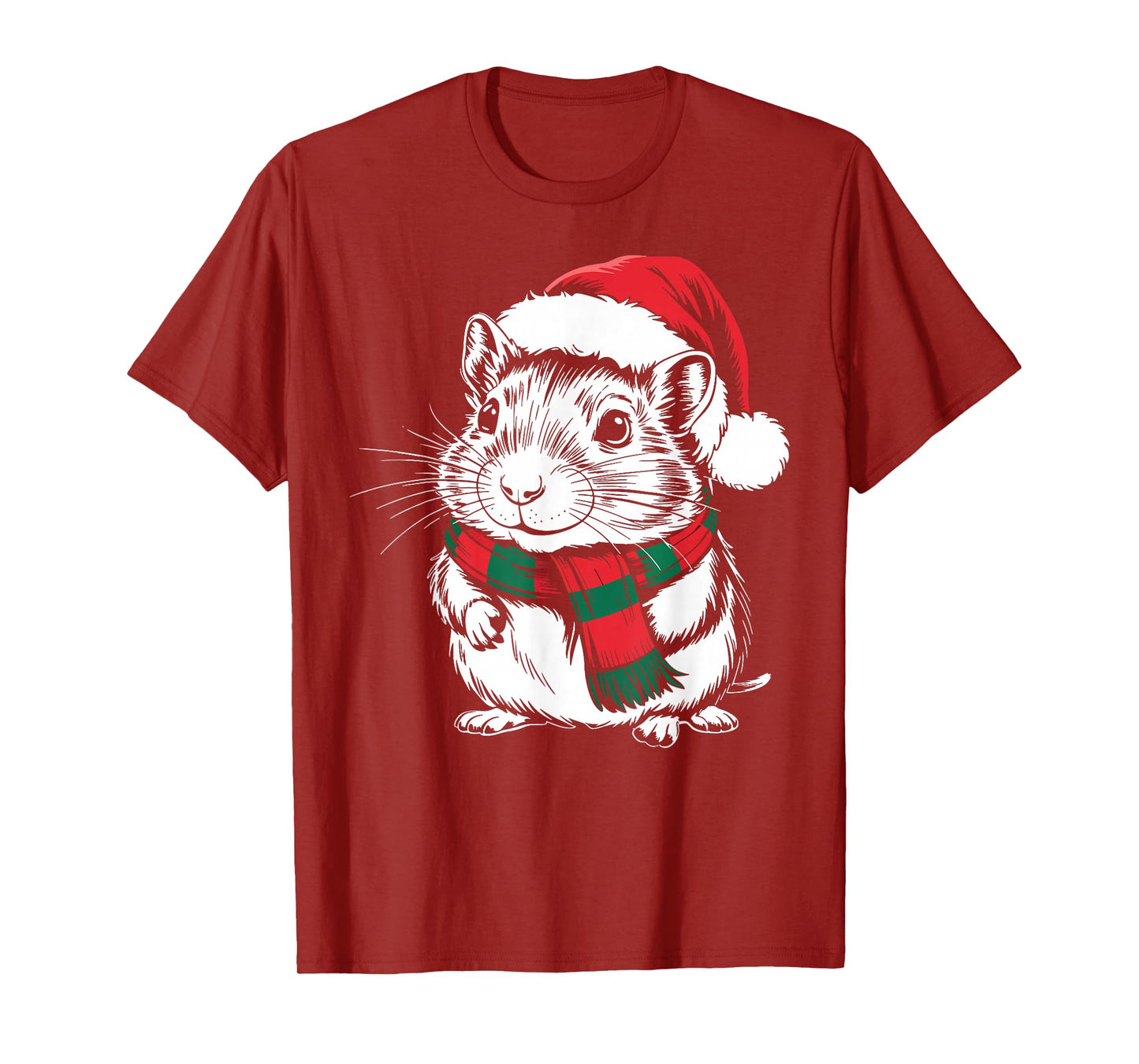 Gerbil Xmas Santa Hat Scarf Christmas Costume T-Shirt