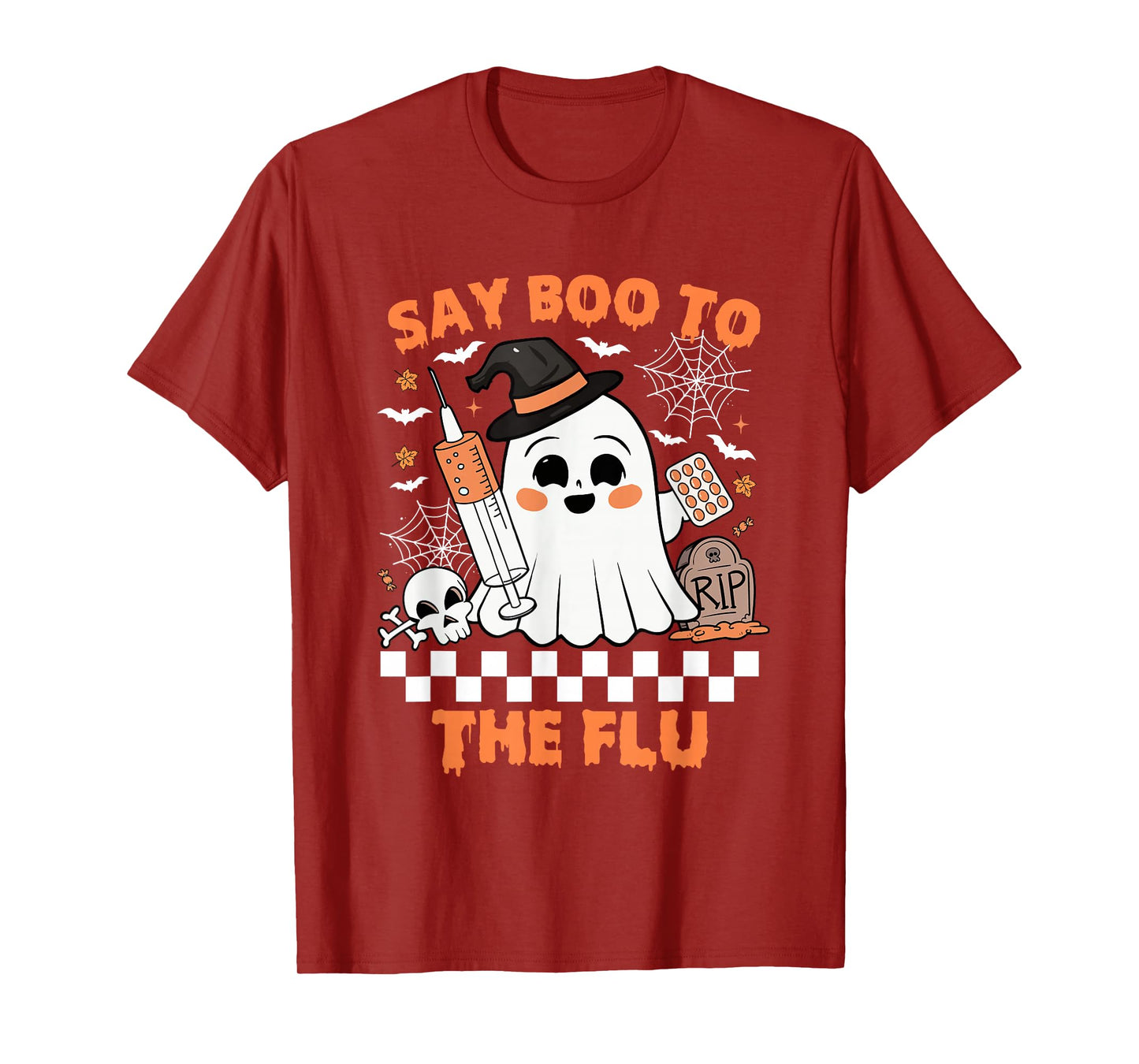 Say Boo to The Flu Ghost Witch Hat Nurse Halloween T-Shirt