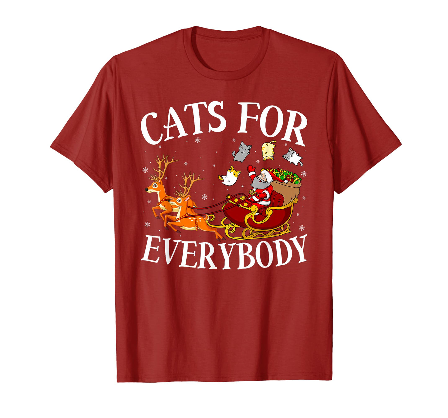 Cats for Everybody Christmas Pajamas Santa Sleigh Cat Xmas T-Shirt