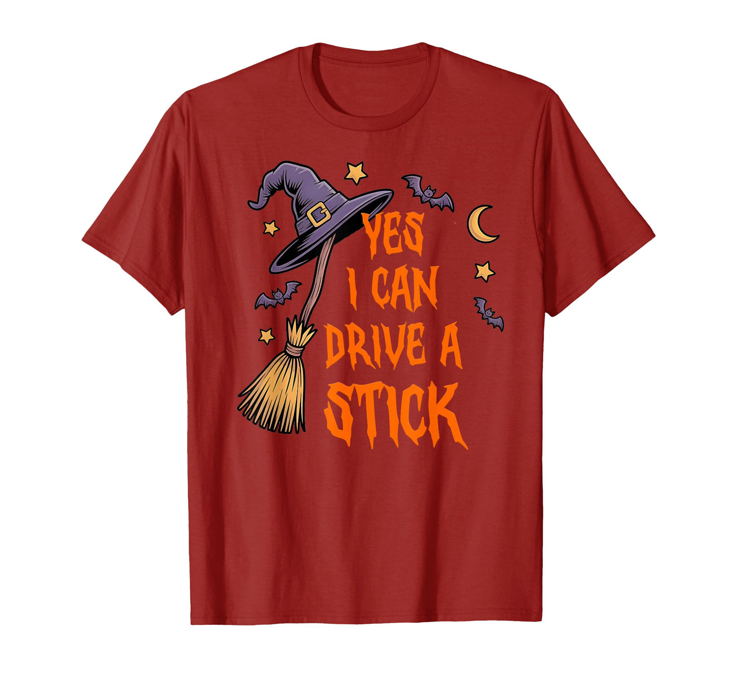 Yes I Can Drive A Stick Funny Halloween Witch T-Shirt