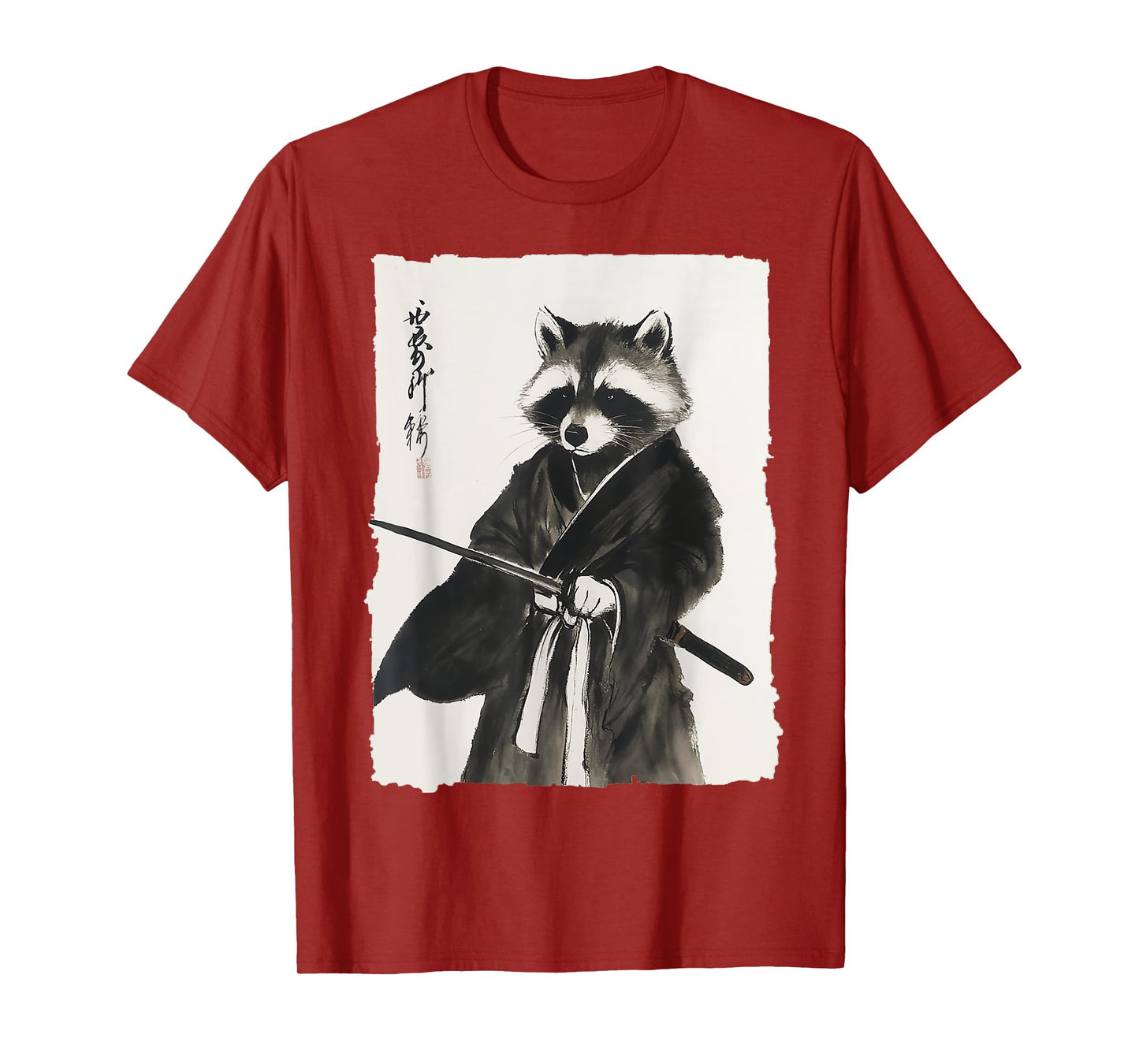 Raccoon Samurai Janpanese Vintage Warrior Art Anime Graphic T-Shirt