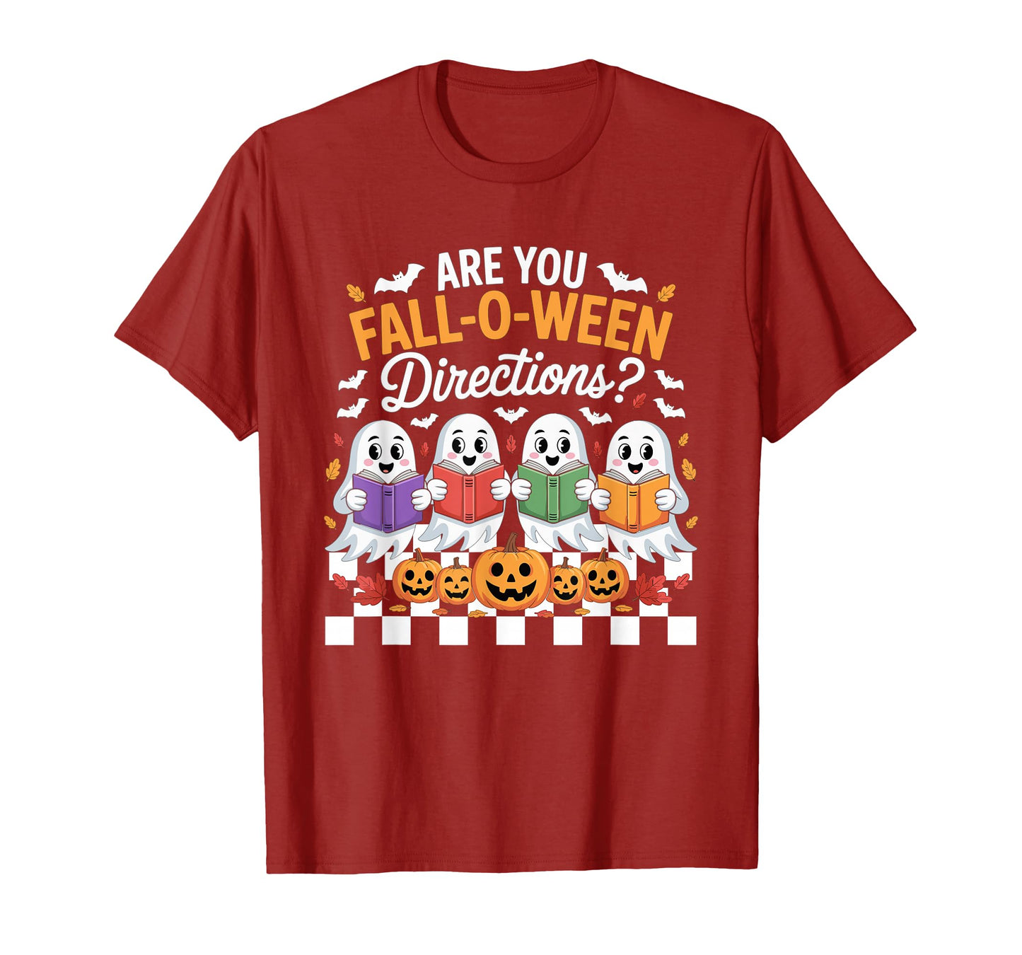 Fall-O-Ween Directions Funny Halloween Teacher Ghost Joke T-Shirt