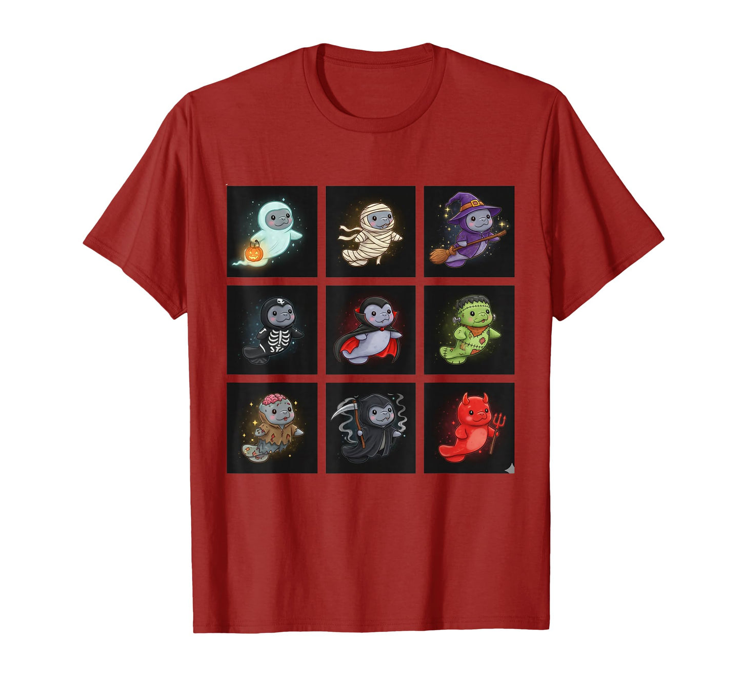 Funny Cute Manatee Boo Witch Zombie Vampire Halloween T-Shirt