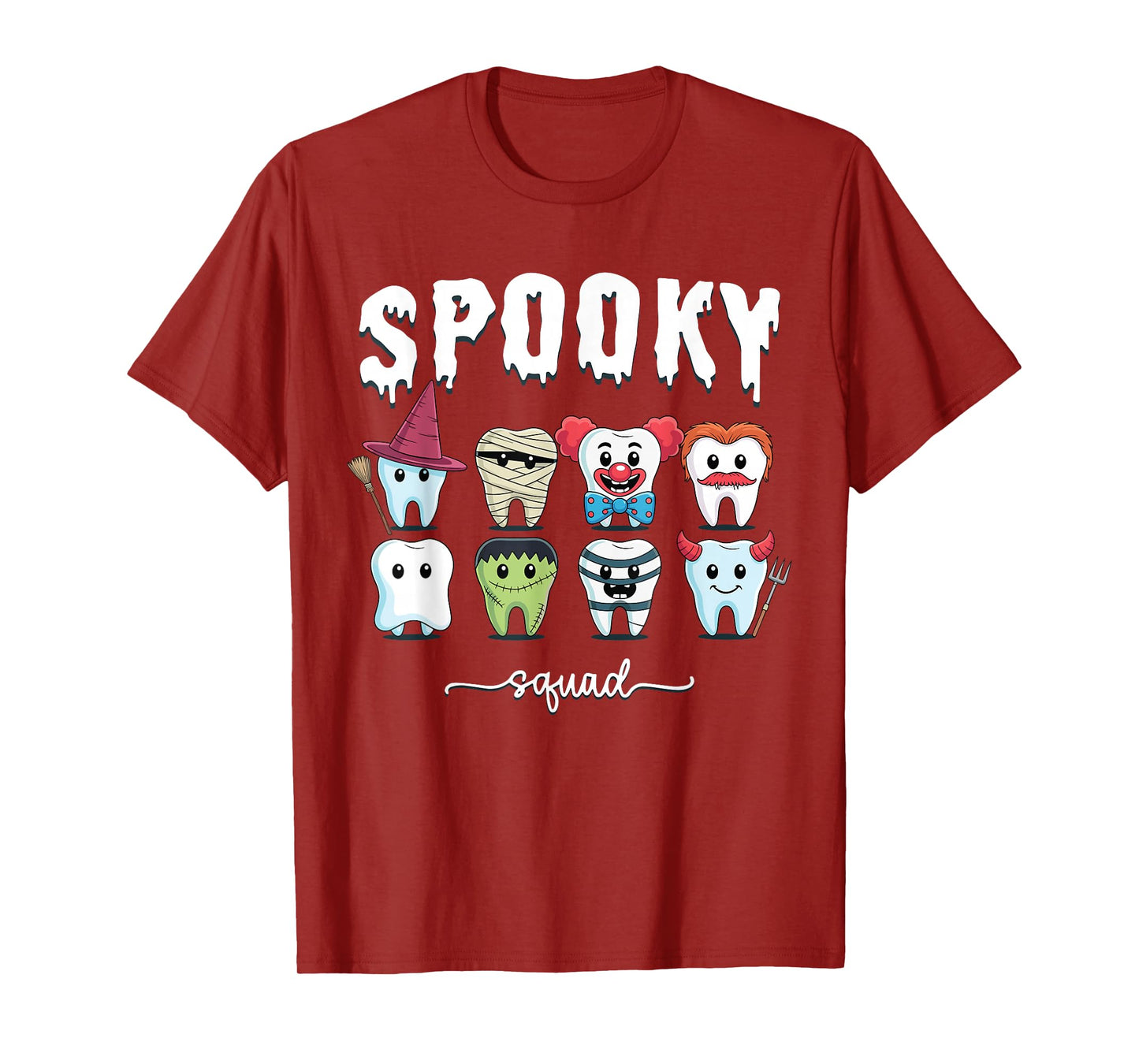 Cute Teeth Funny Costume Spooky Squad Halloween Dentist T-Shirt