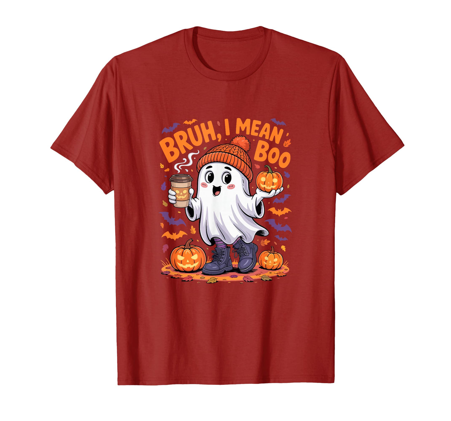 I Mean Boo Funny Joke Boo Ghost Drinking Coffee Halloween T-Shirt