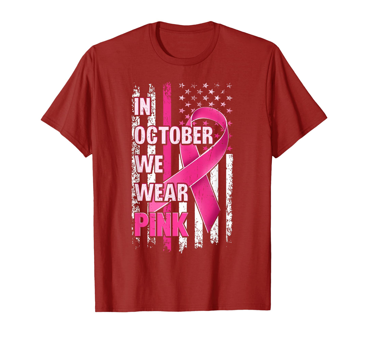 Vintage American Flag Breast Cancer Awareness Men Women Kids T-Shirt