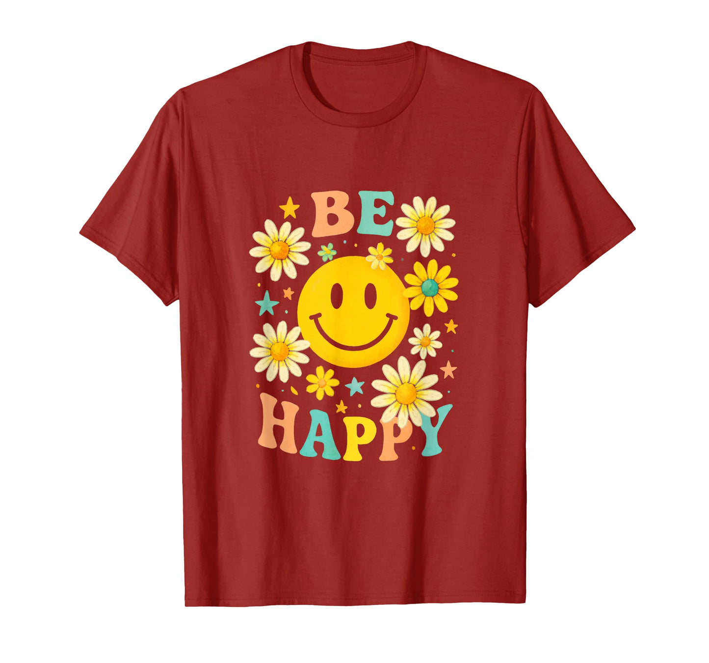 Be Happy - Retro Checkered Pattern Vintage T-Shirt