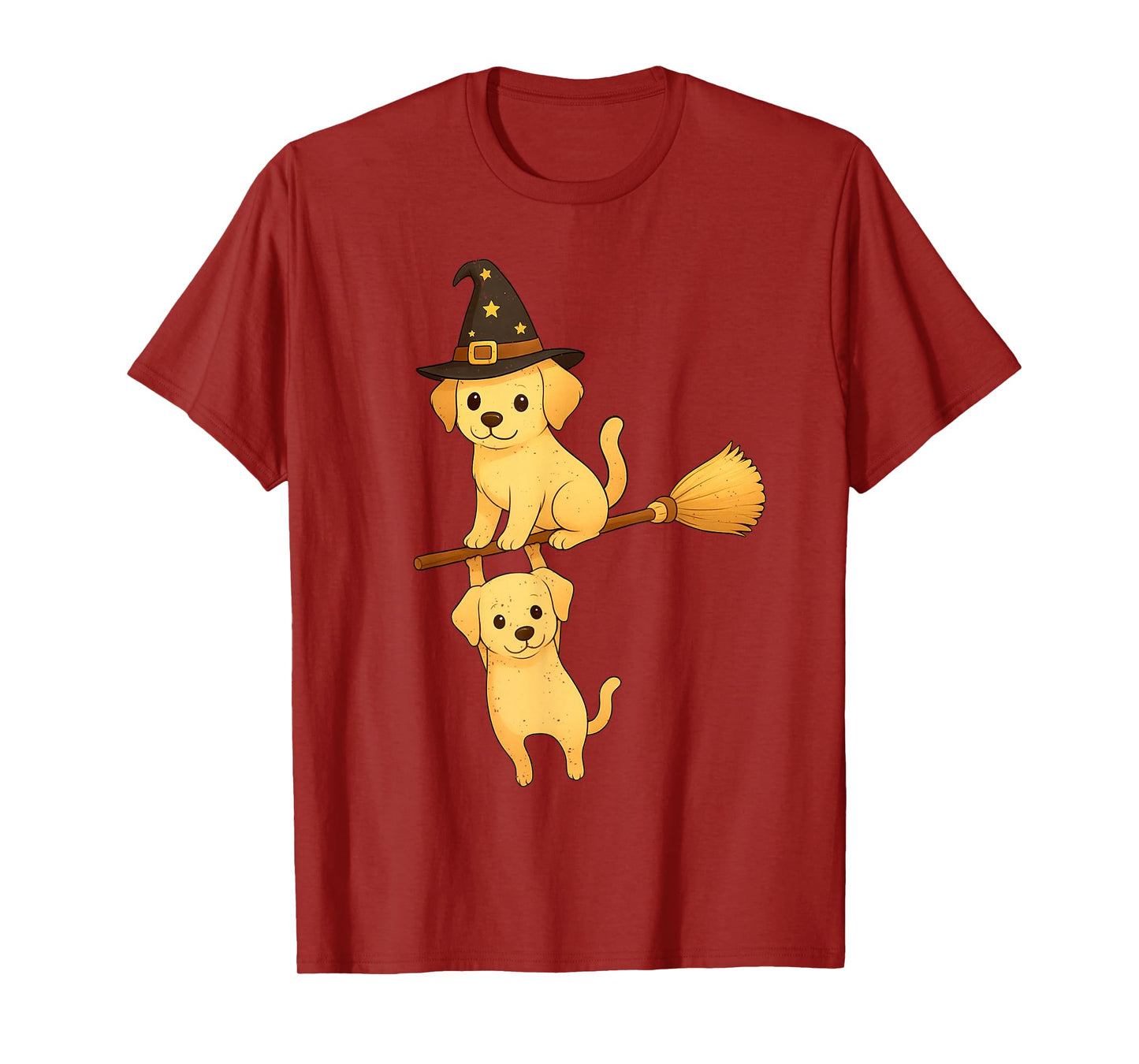 Witch Broom Labrador Puppies Halloween Cute Dog Lover Puppy T-Shirt