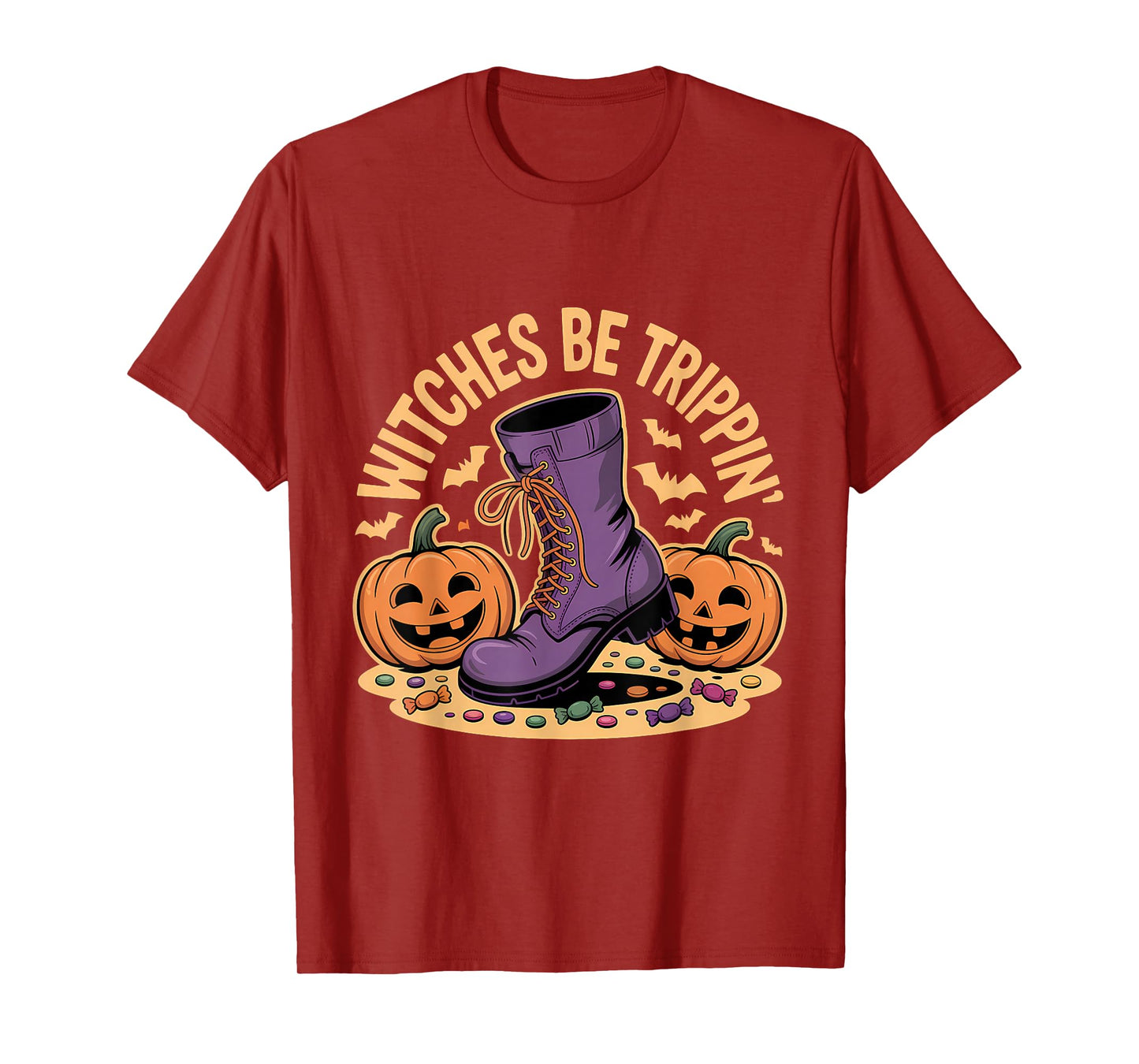 Witches Be Trippin' Pumpkin Boot Fun T-Shirt