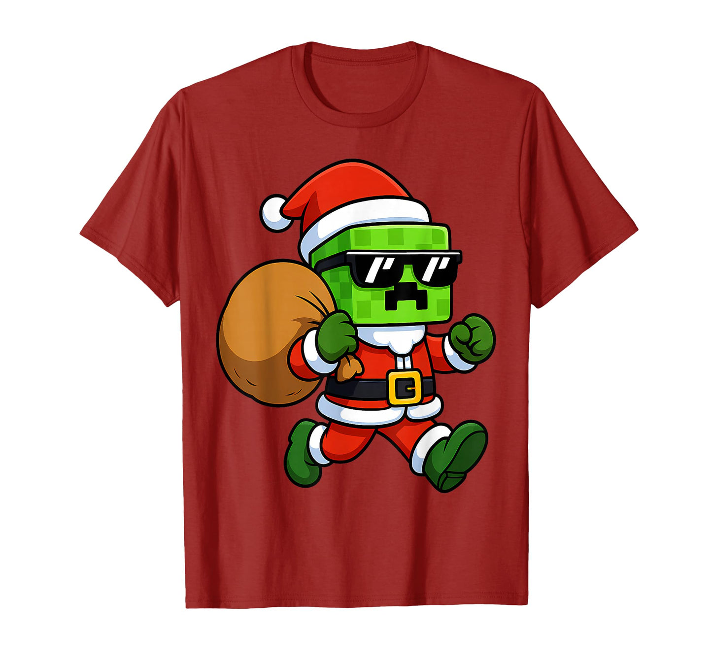 Christmas Santa Claus Video Gamer Pixel Boys Men Kids Xmas T-Shirt