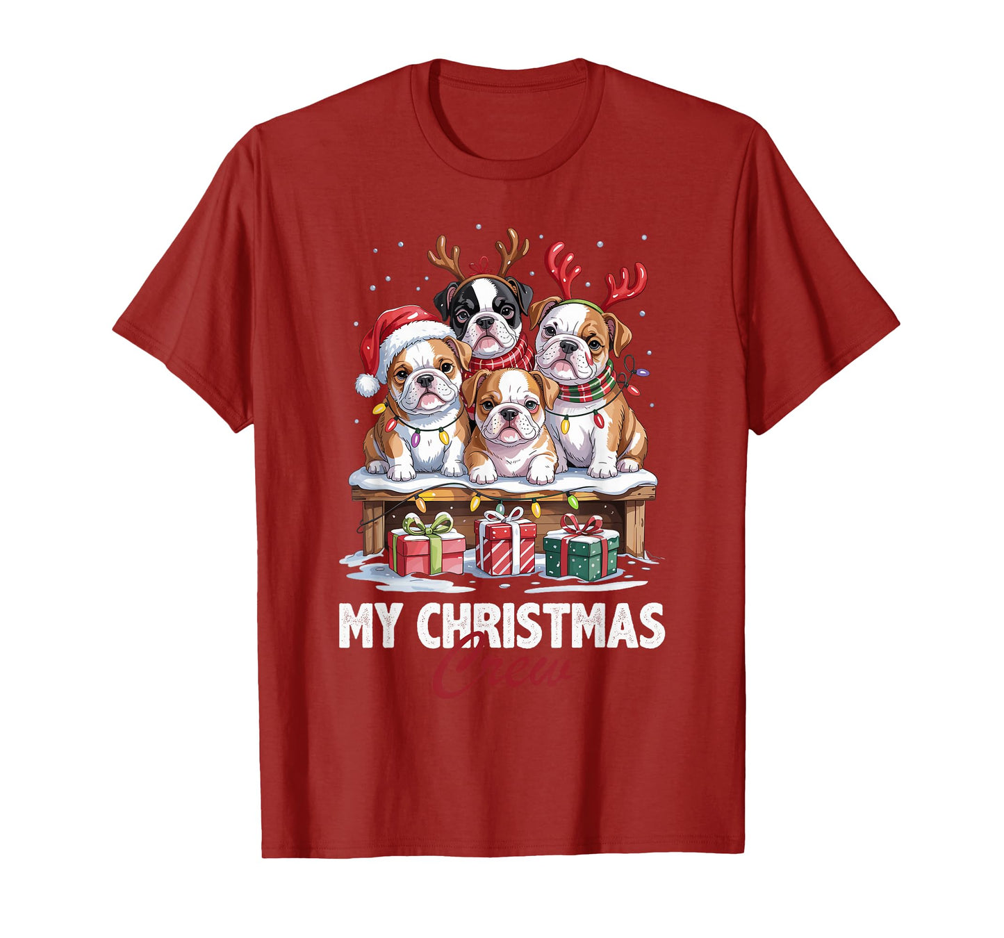 Bulldog Christmas Crew Funny Dog Lovers Holiday Pajama T-Shirt